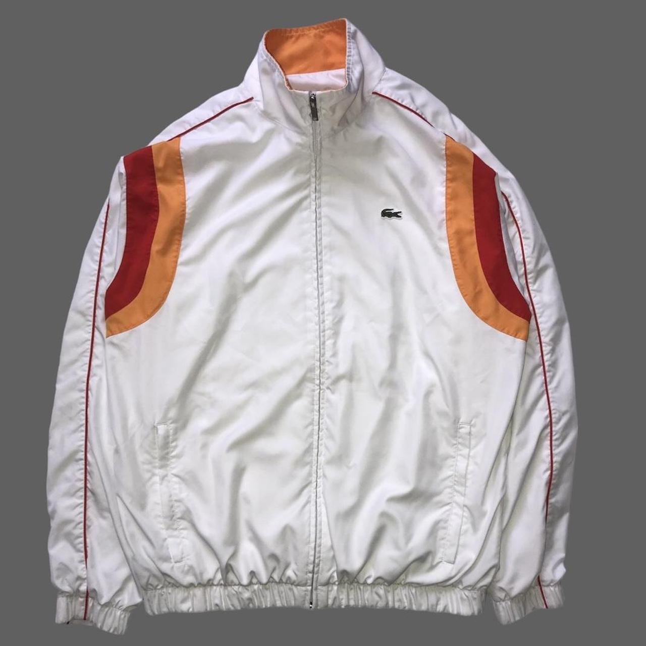 Vintage Lacoste Tracksuit Top White Citrus Orange Depop