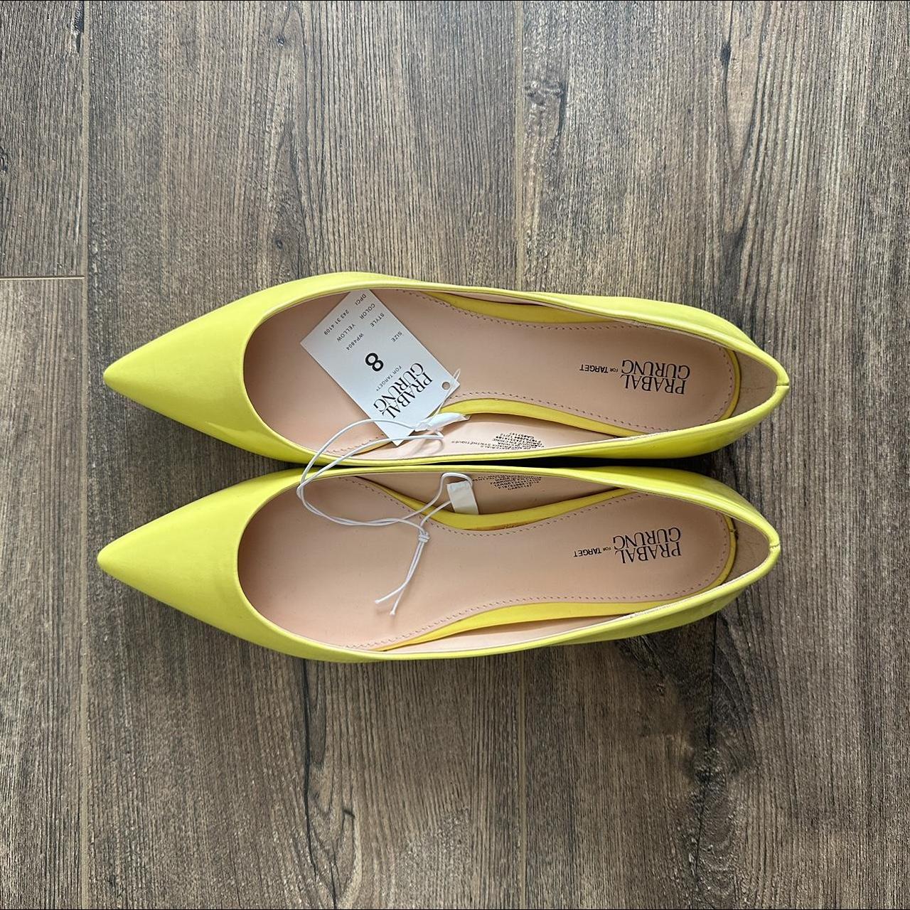 shiny yellow pointed toe ballet flats new with Depop