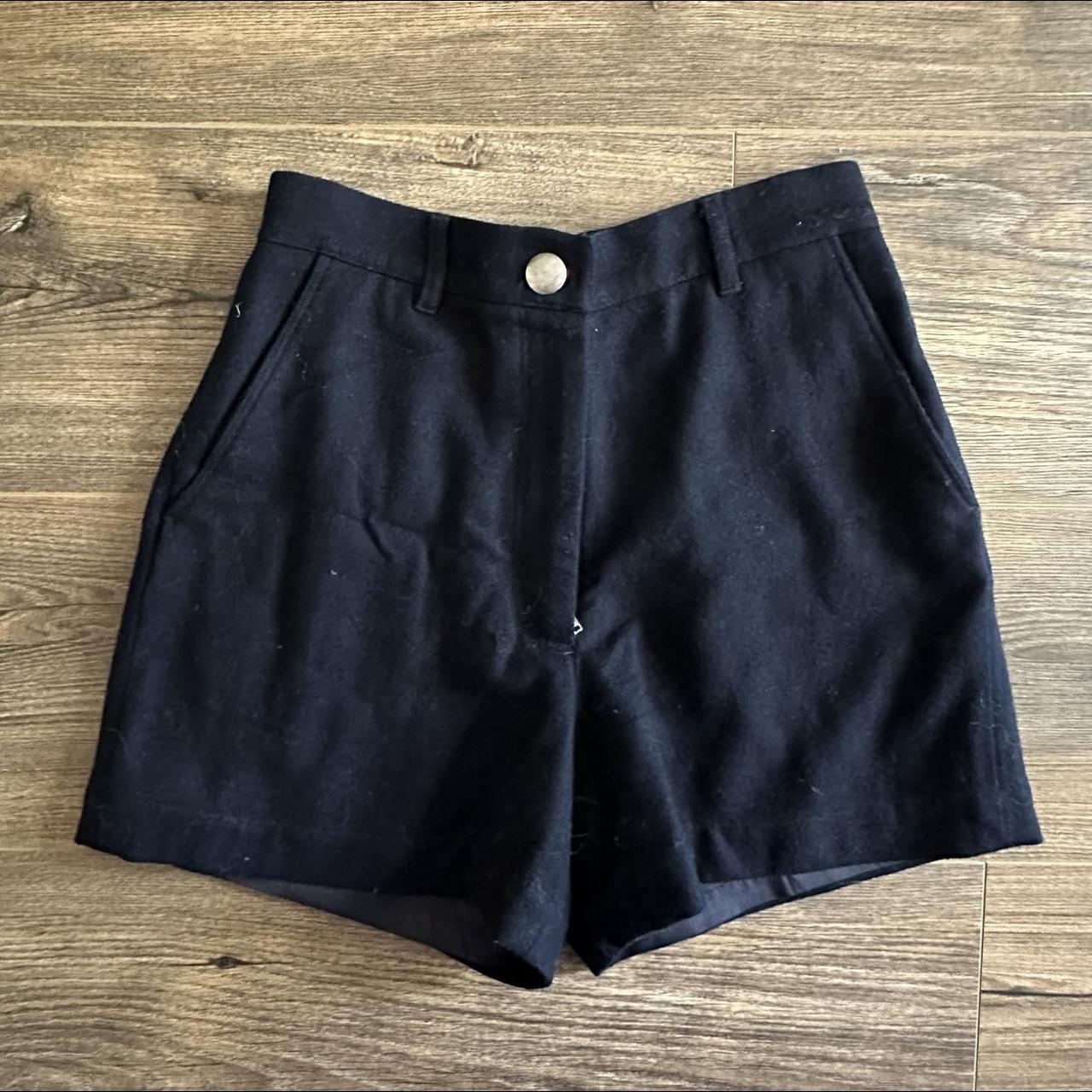 vintage navy wool blend shorts - women’s 4 - brand:... - Depop