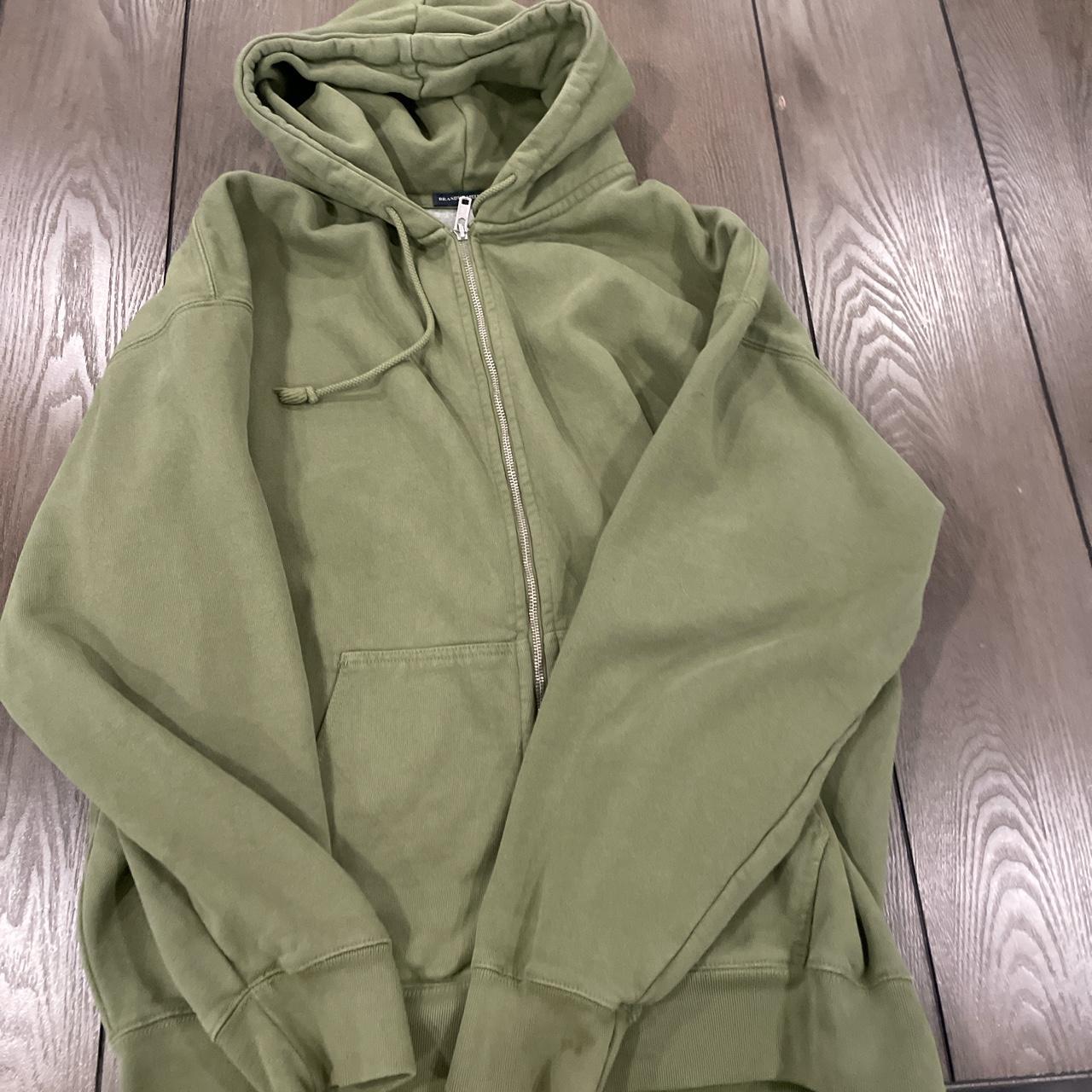 Brandy Melville Zip up hoodie green #brandymelville - Depop