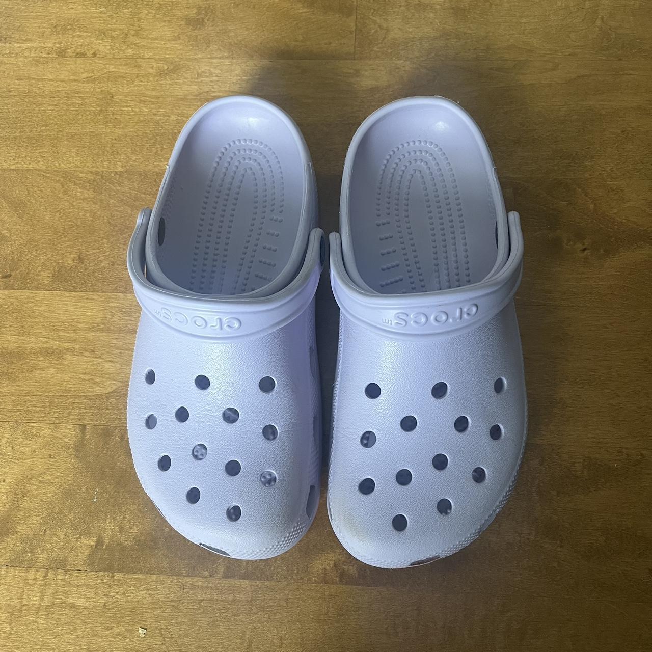 Brand new lime green crocs with white/grey tie dye - Depop