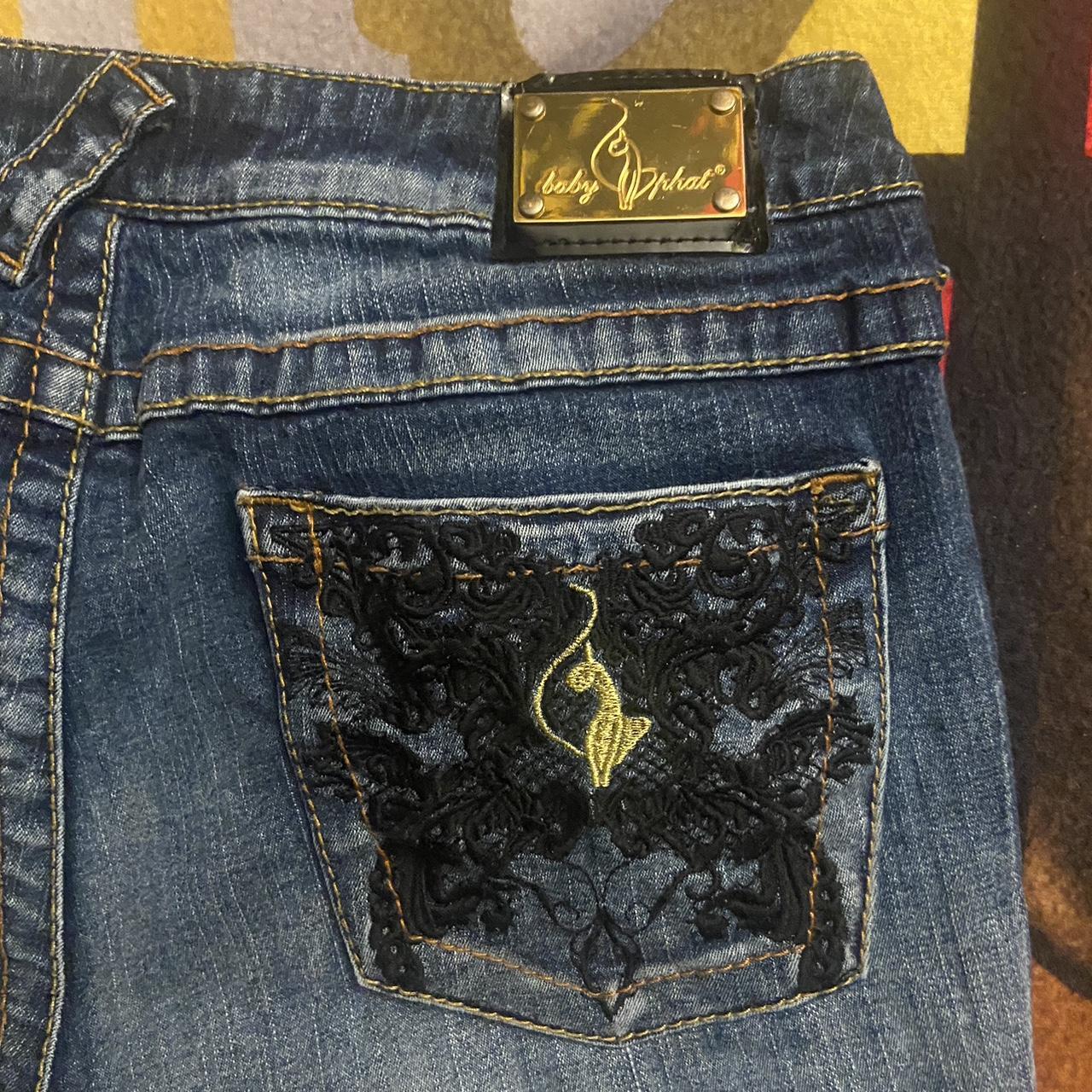 Baby Phat Y2K Jean Shorts Embroidered Design On Back - Depop