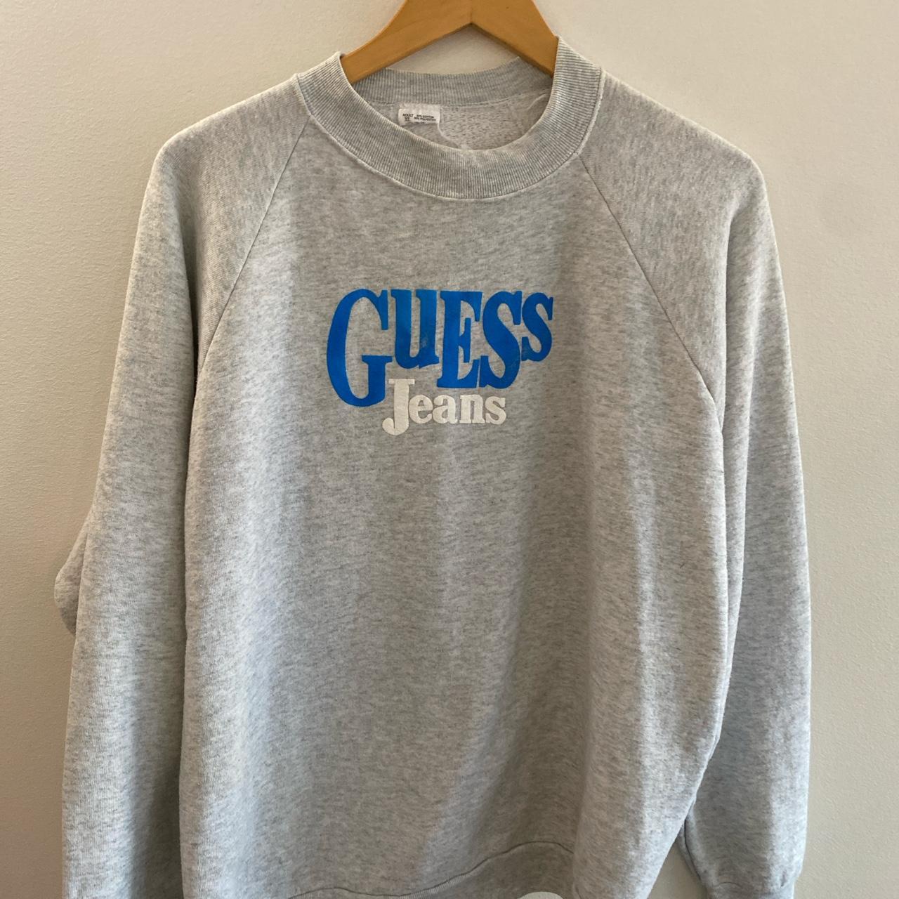 Guess Men's Grey and Blue Jumper | Depop