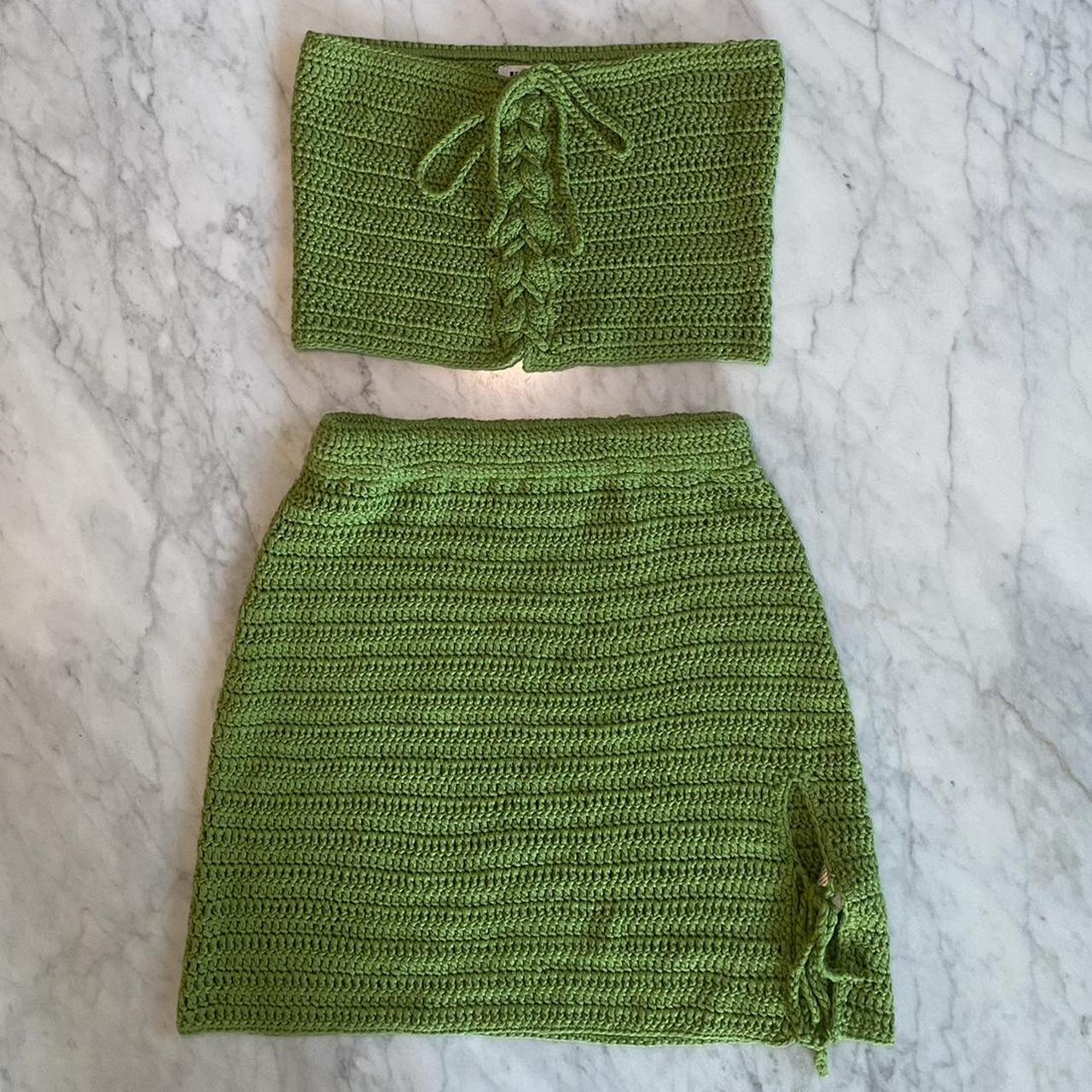 beginning boutique green crochet set. Tube top and... - Depop