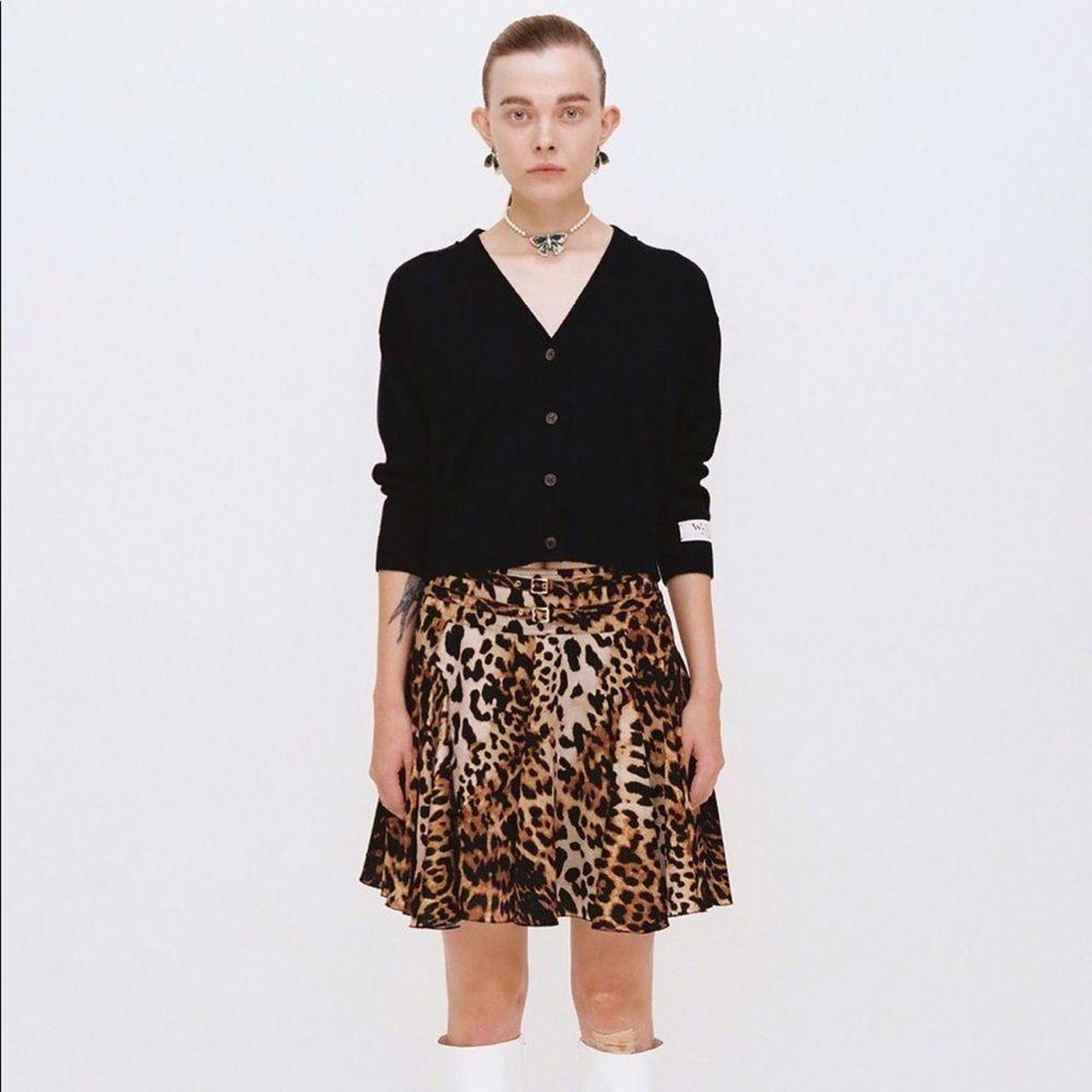 Leopard print pleated outlet mini skirt