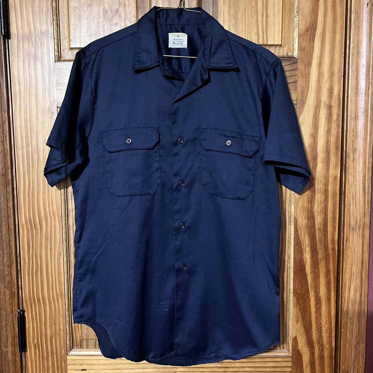 Vintage Big Mac Pennys navy industrial work shirt ... - Depop