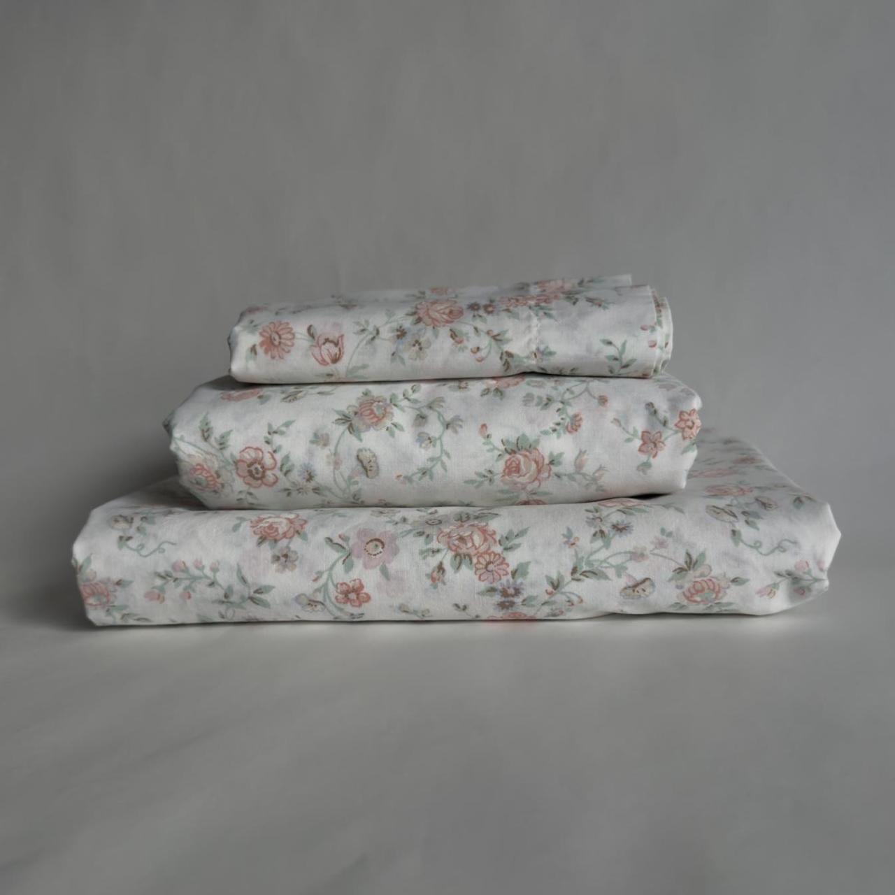JCPenney Vintage Twin Floral Sheet Set Percale... Depop