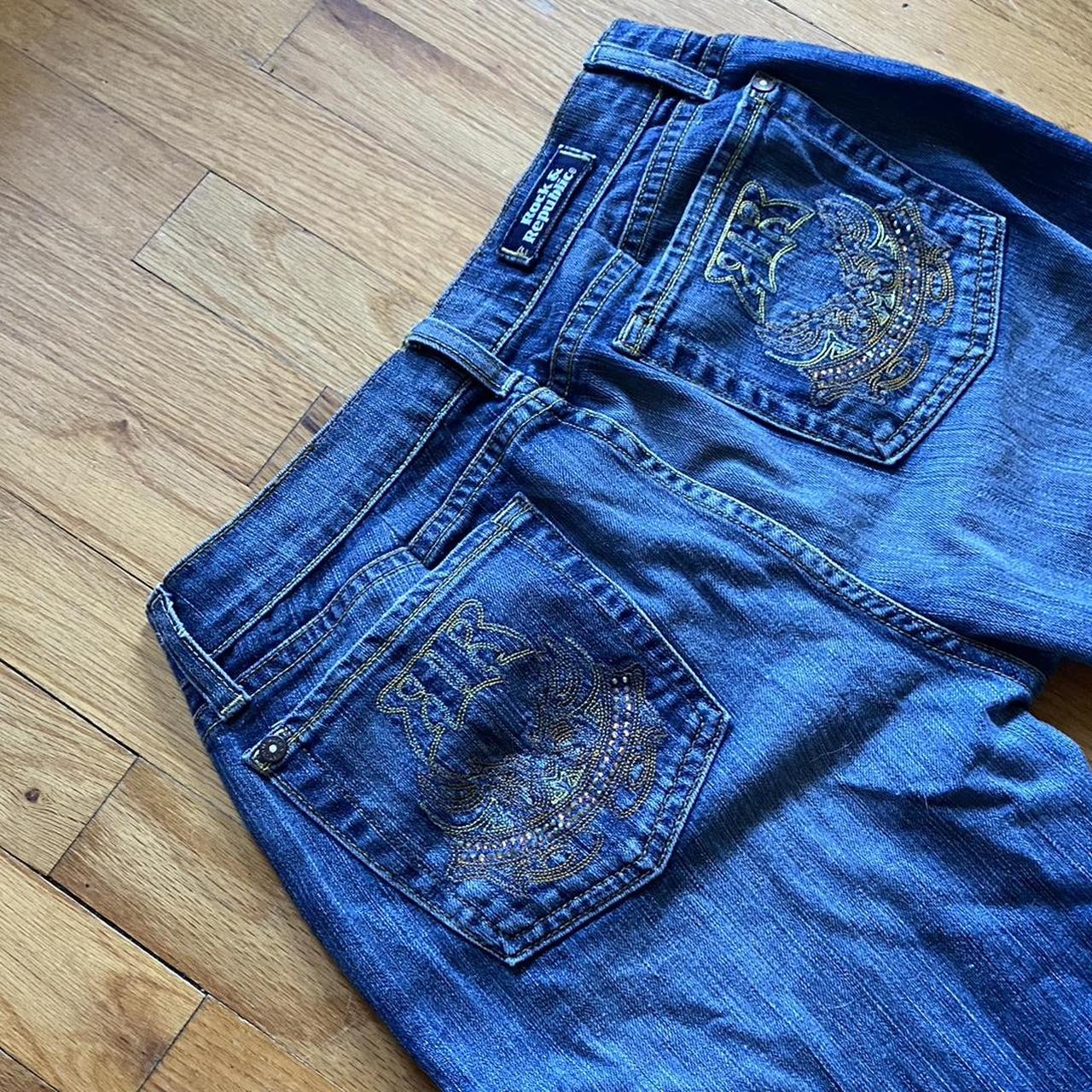 Vintage Y2K Rock Republic Jeans Shiny logo on both... - Depop