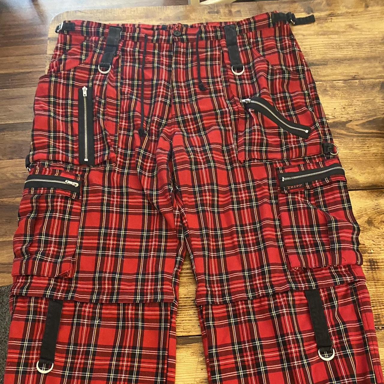 Tripp NYC Men's Red and Black Trousers | Depop