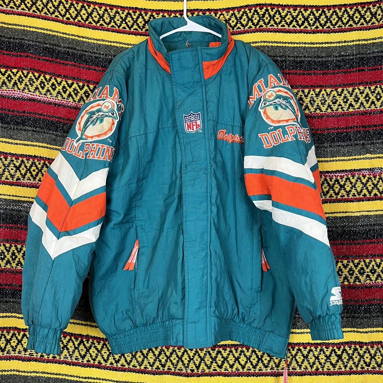 Miami Dolphins Pro Line Authentic jacket BY STARTER - Depop