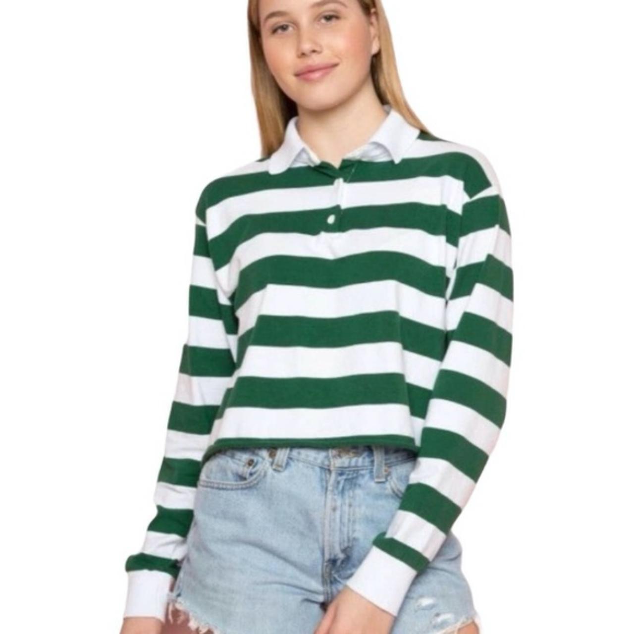 Brandy Melville Jonny Green White Stripe Cropped