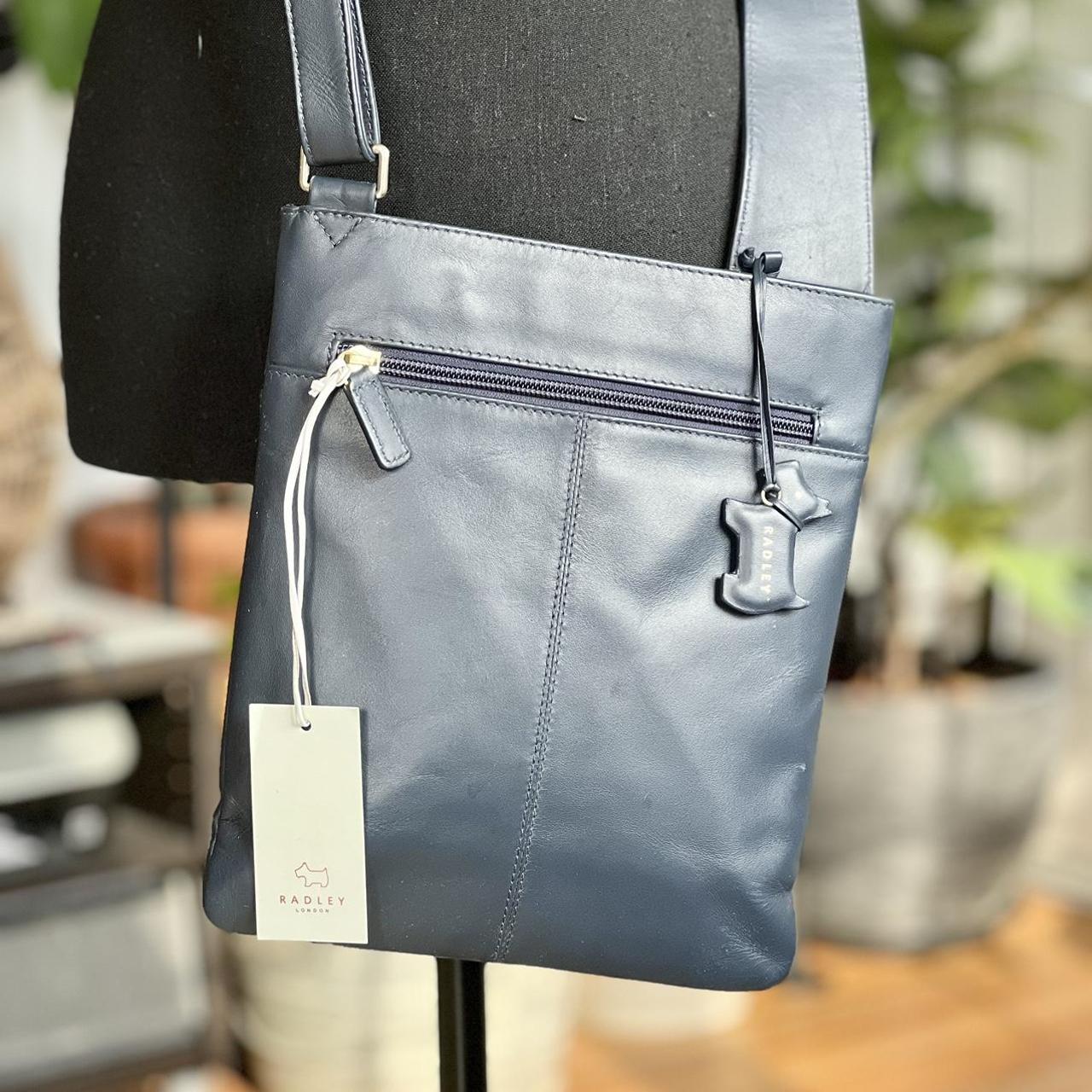 Radley London Leather Navy Blue Crossbody Bag.... Depop