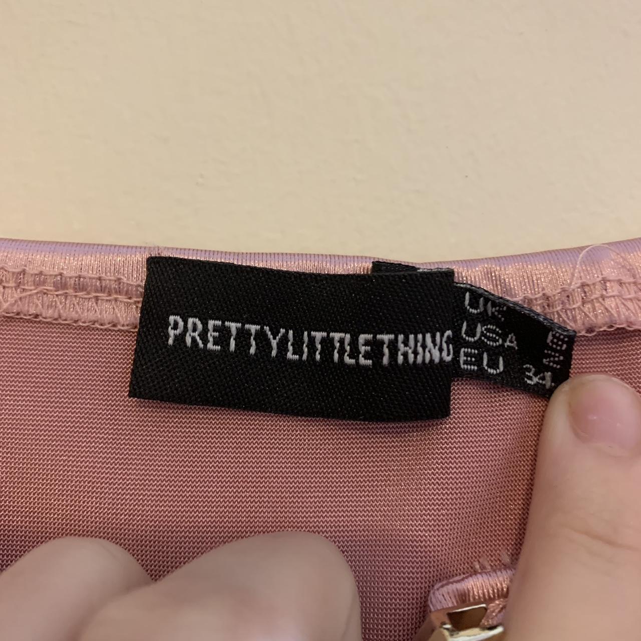 PLT pink satin bodysuit v shape gold cut underwire... Depop