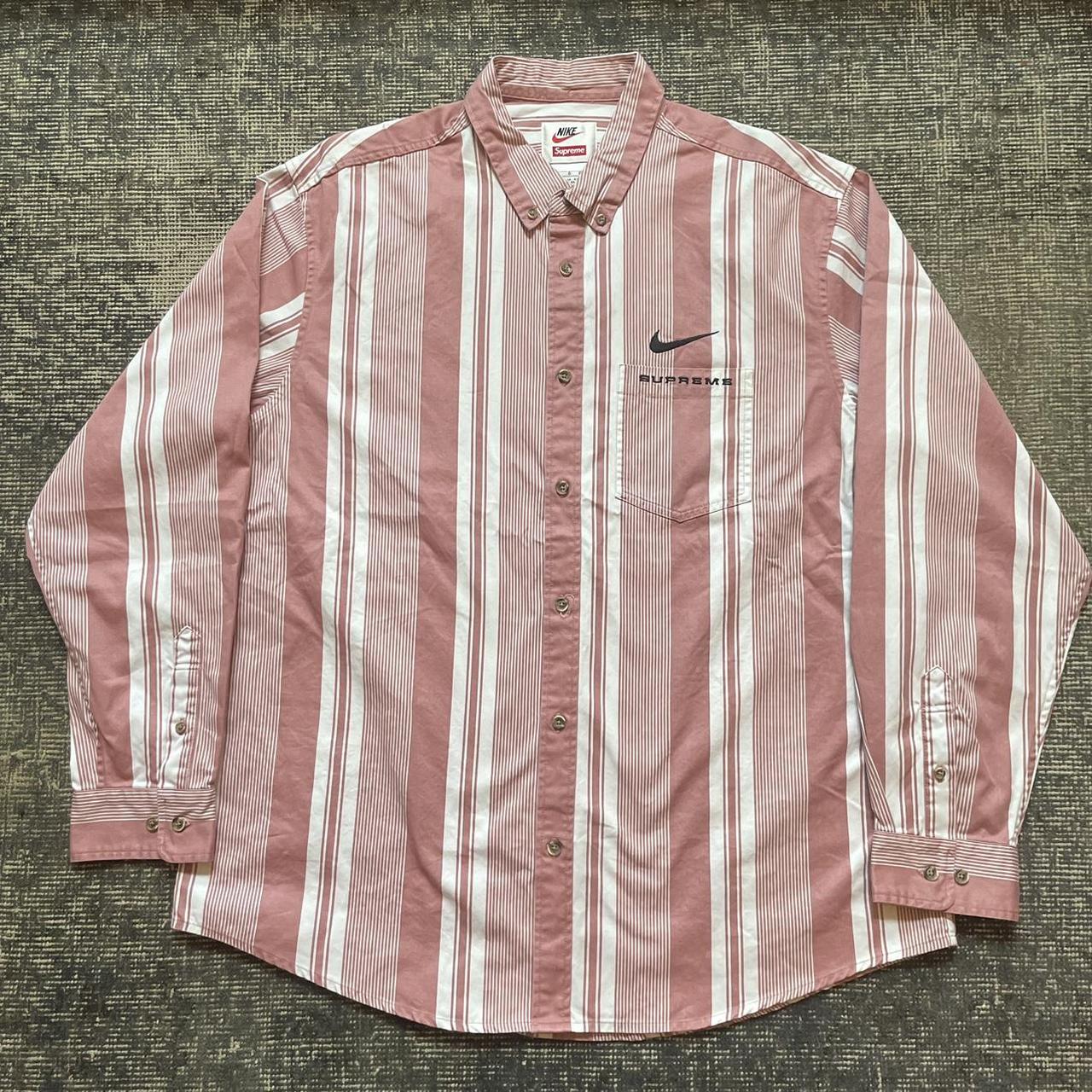 Supreme Nike Cotton Twill Shirt / Pink Stripe / size...