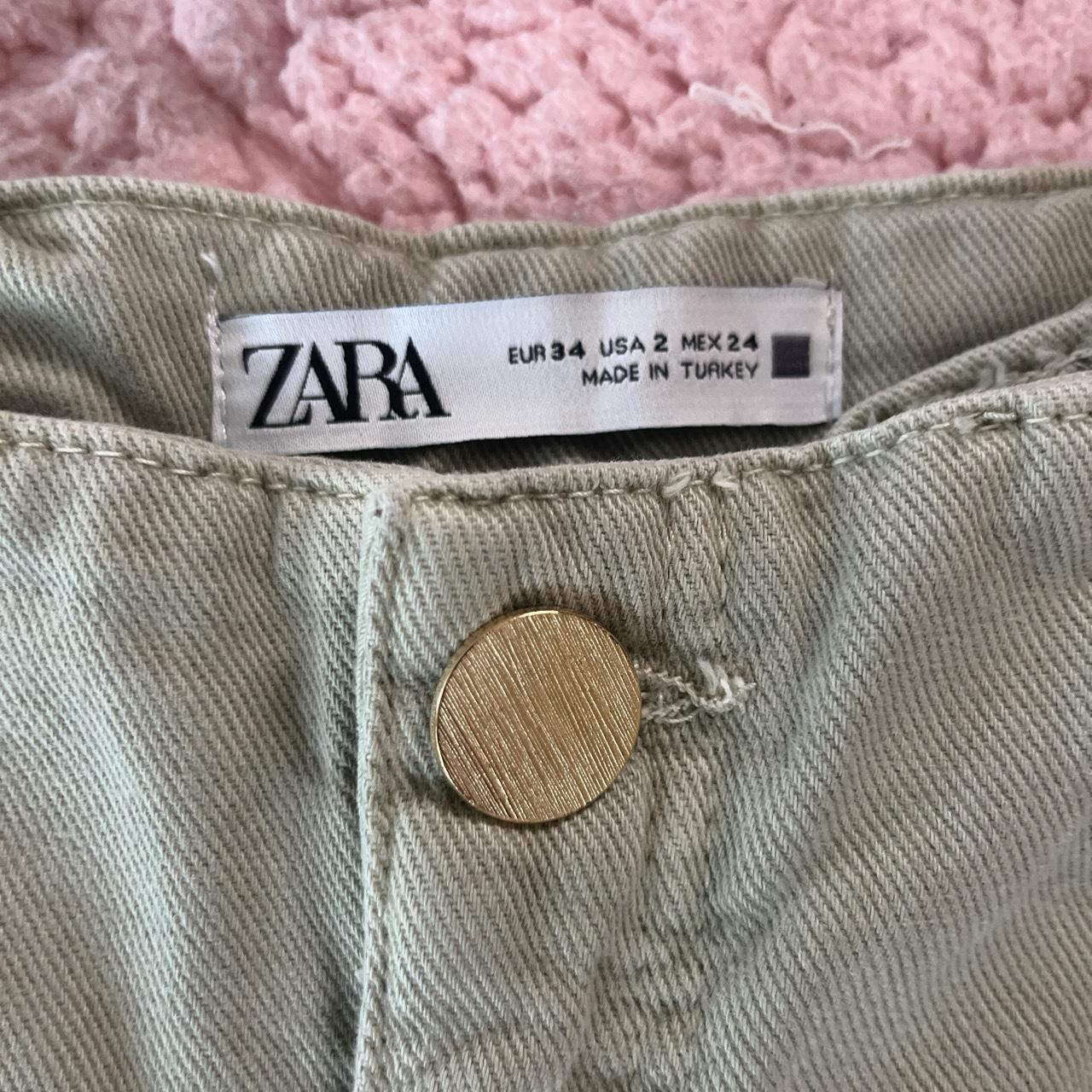 Zara jeans - olive green, size 2 Cropped and wide - Depop