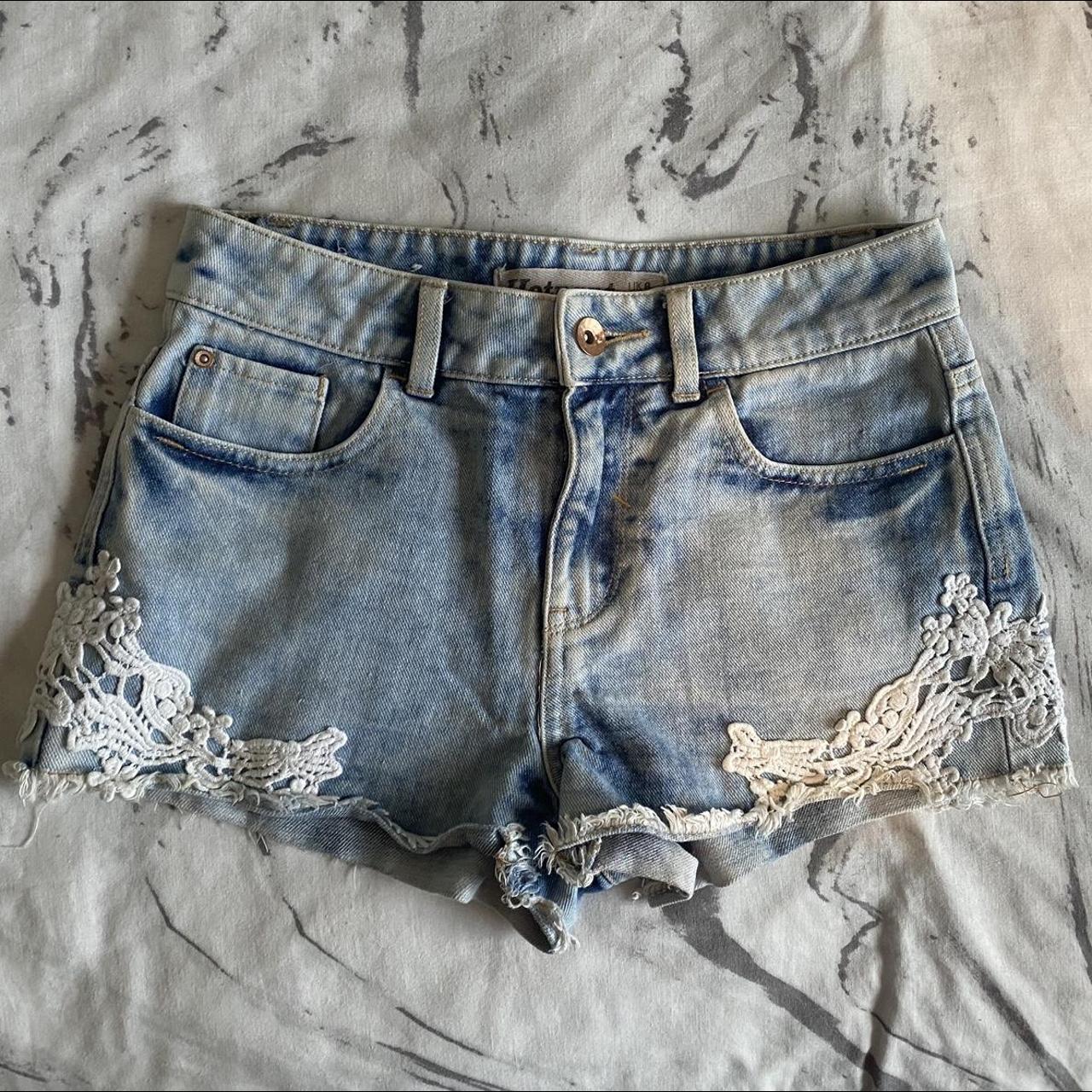 Pale blue best sale denim shorts