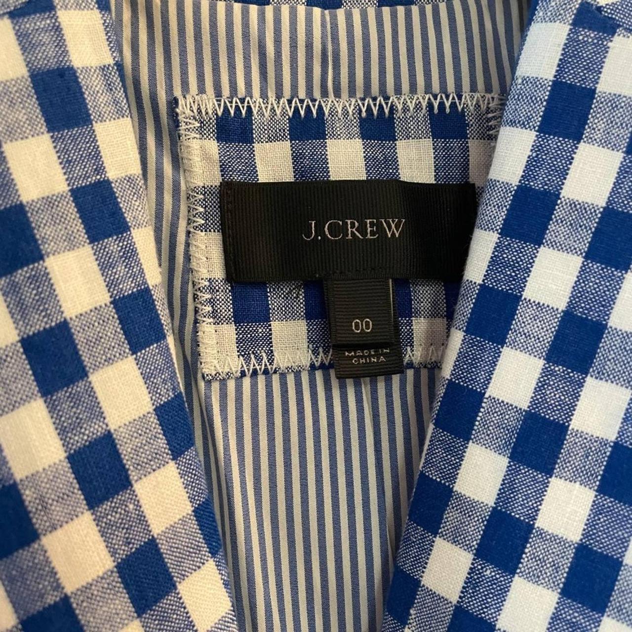 J. Crew Campbell Linen Blazer Blue White Gingham... - Depop