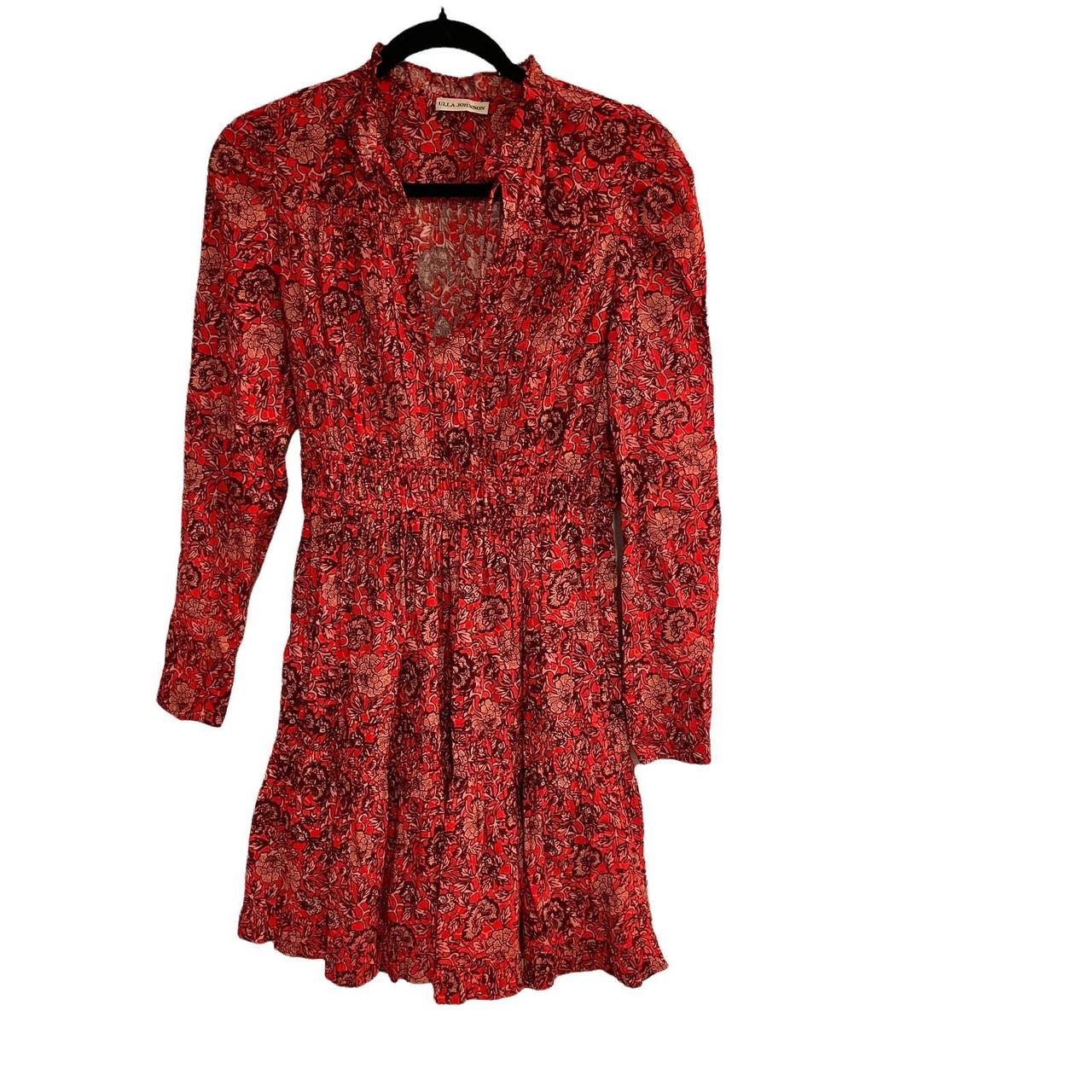 Ulla Johnson Liv Dress in Red Brick red floral mini Depop