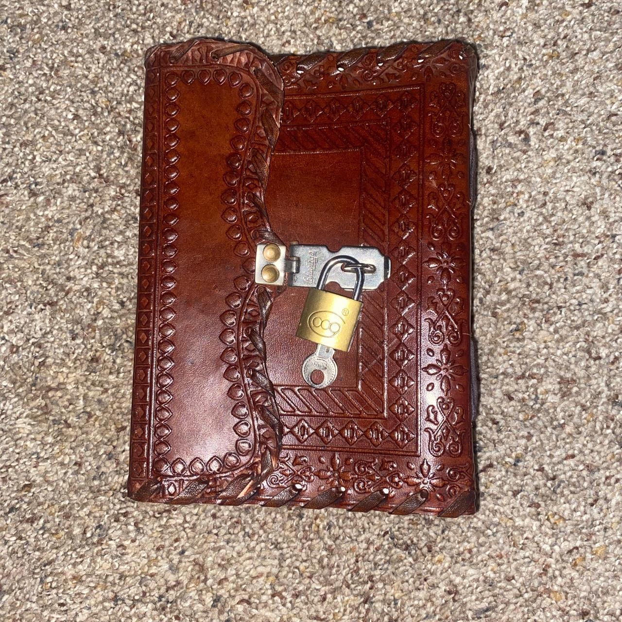 Leather Lockable Blank pages journal Depop