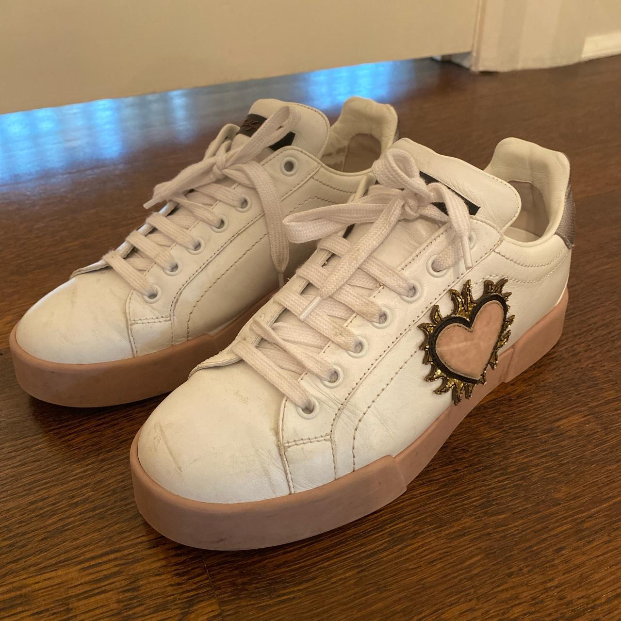 Dolce & Gabbana Women's White and Pink Trainers
