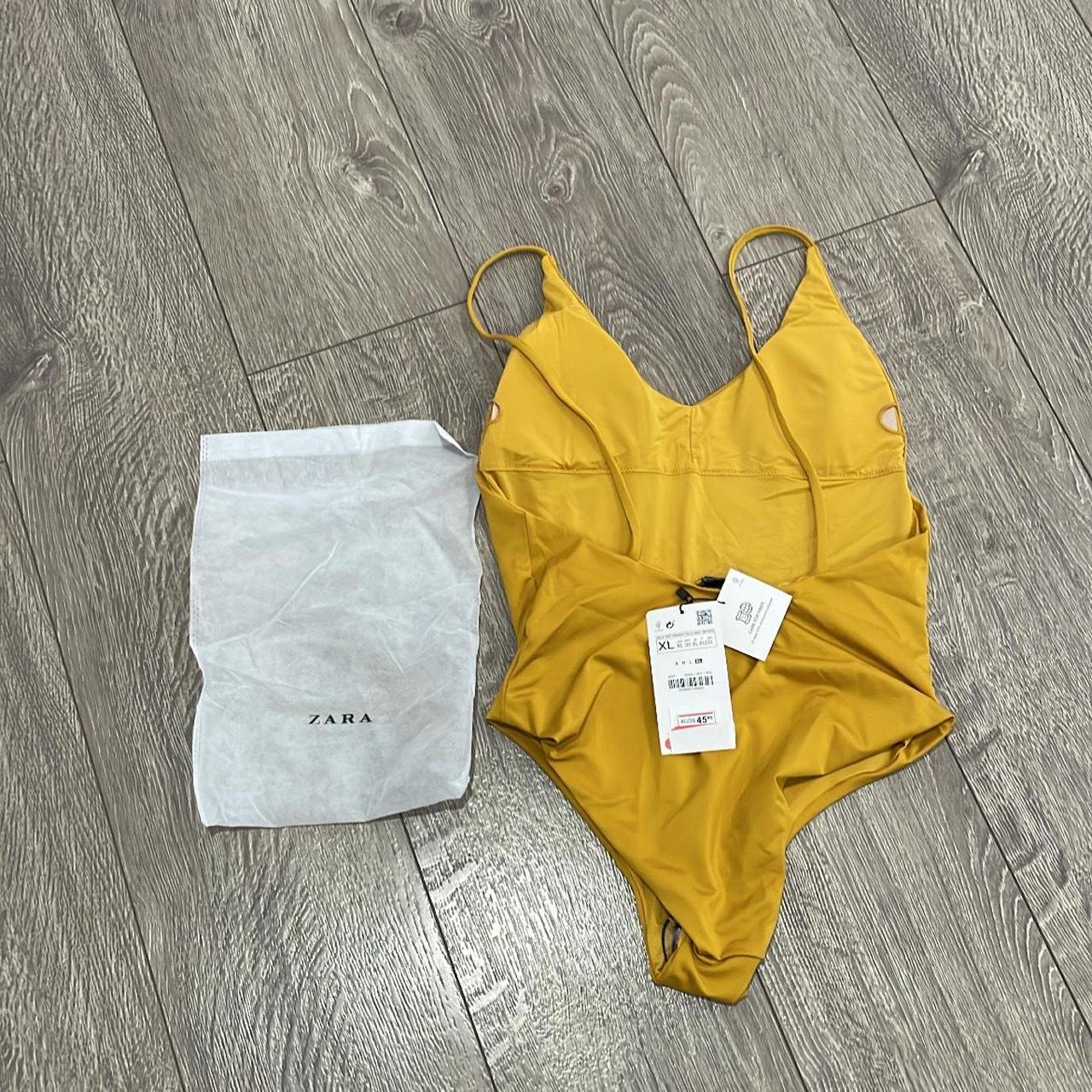 Zara Women's Yellow Swimsuitonepiece Depop