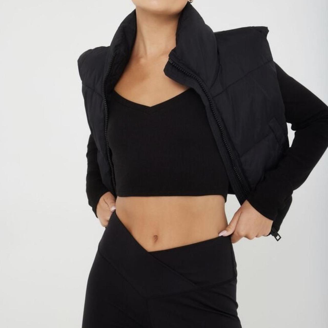 black puffer vest cropped