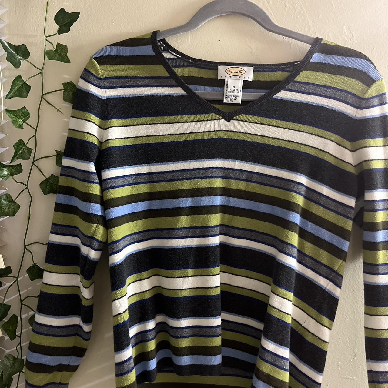 Talbots Women's Green and Blue Shirt | Depop