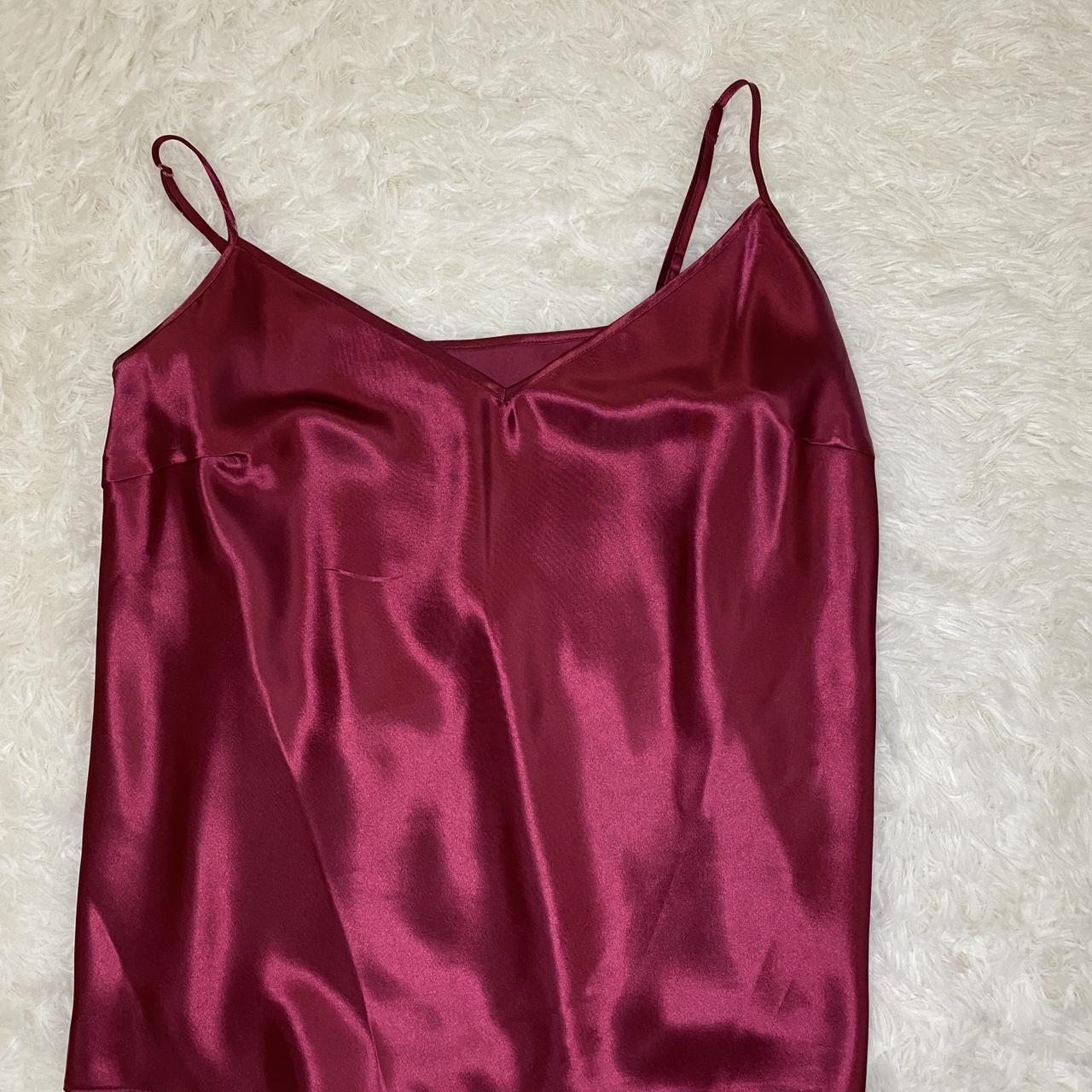 ️Maroon red silky camisole, light and thin top, 💋no... - Depop