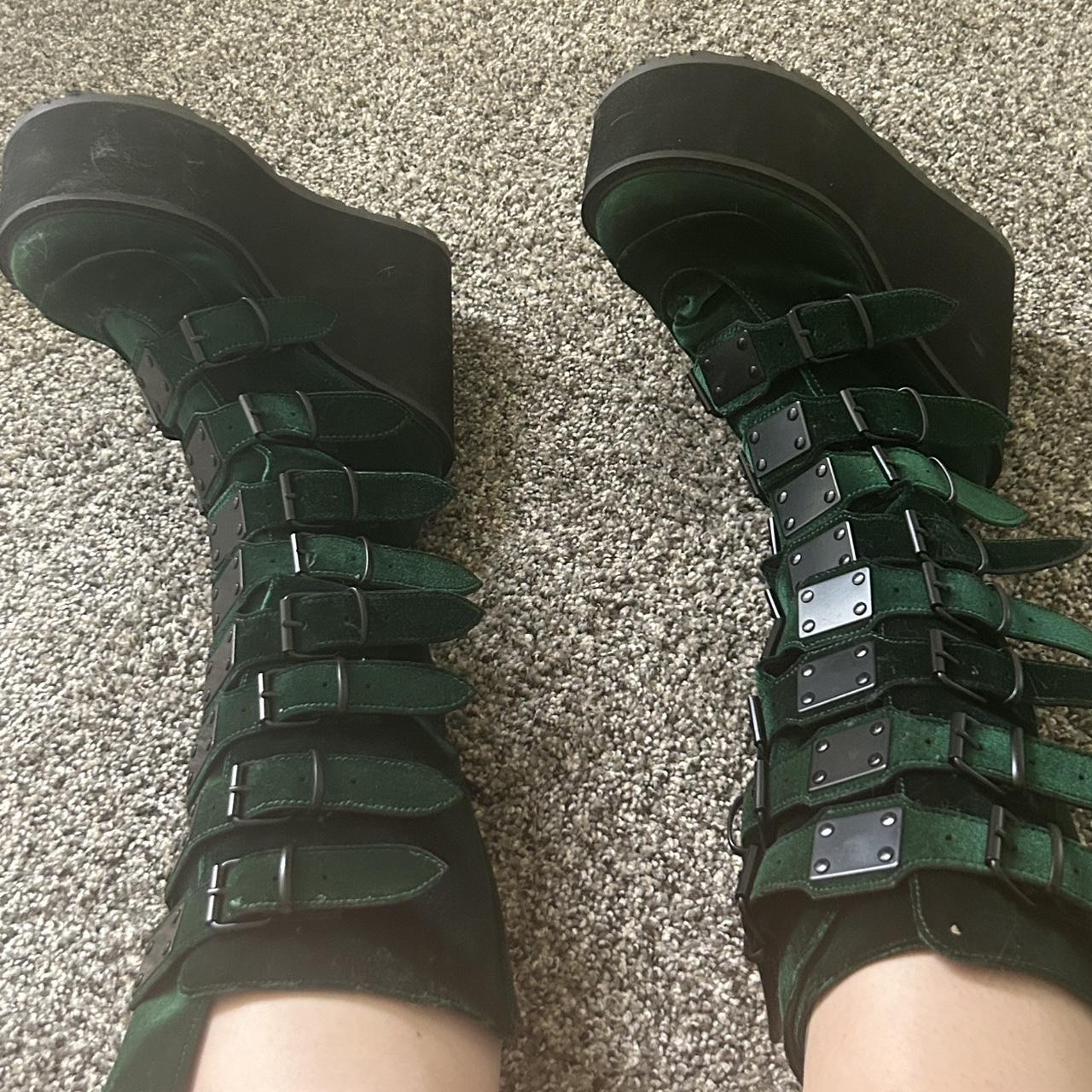 Demonia Women's Platform Boots - Green - US 8 – G… - image 4