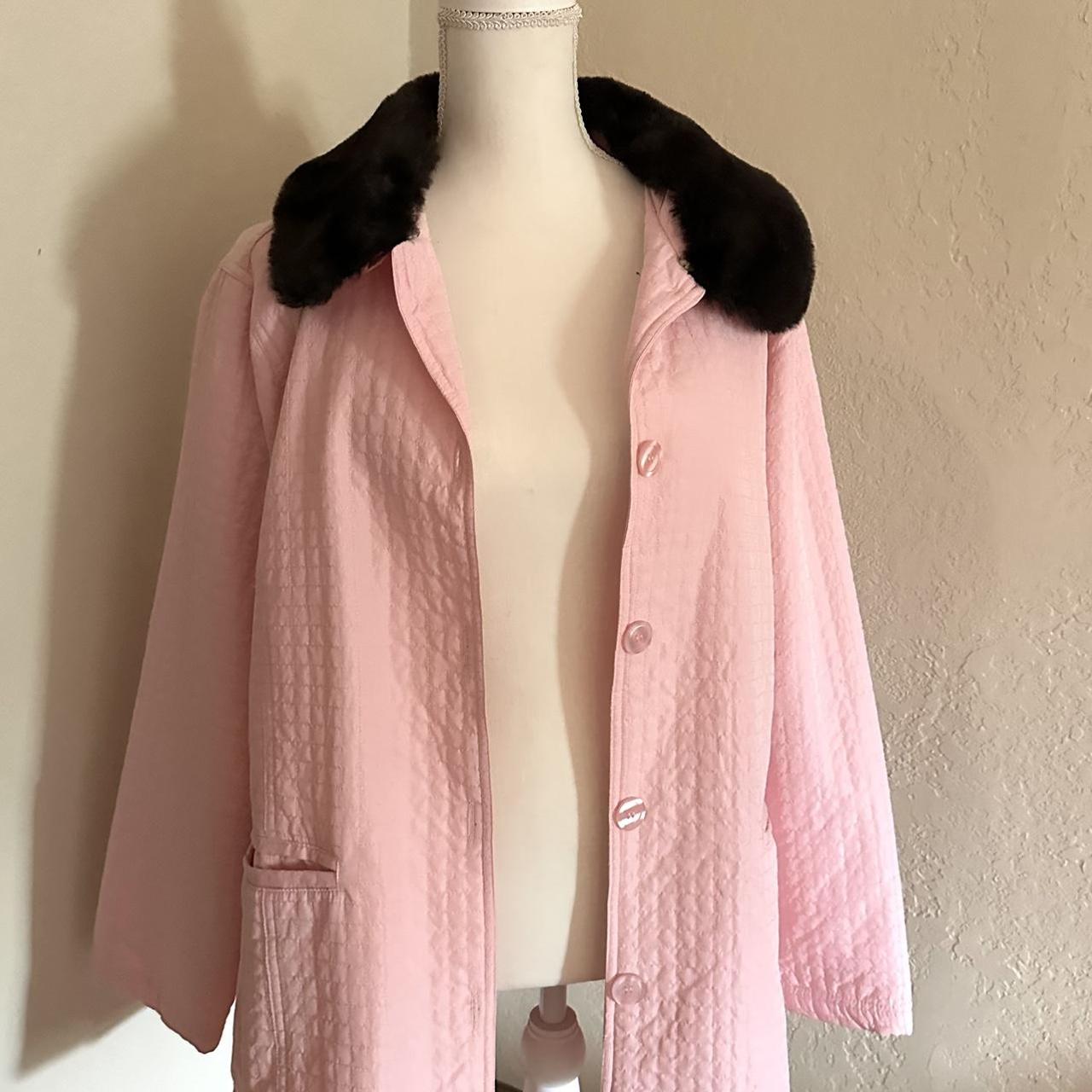 Pink Quilted Jacket with fur trim, detachable shown... - Depop