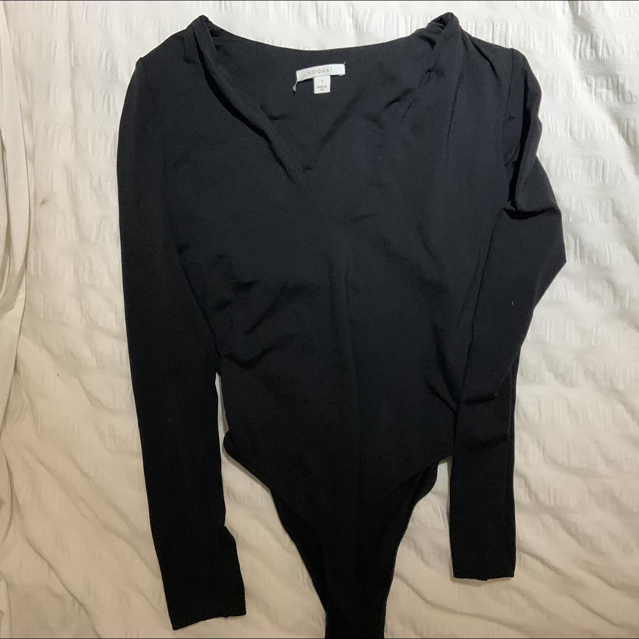 Black Kookai V neck bodysuit - Depop