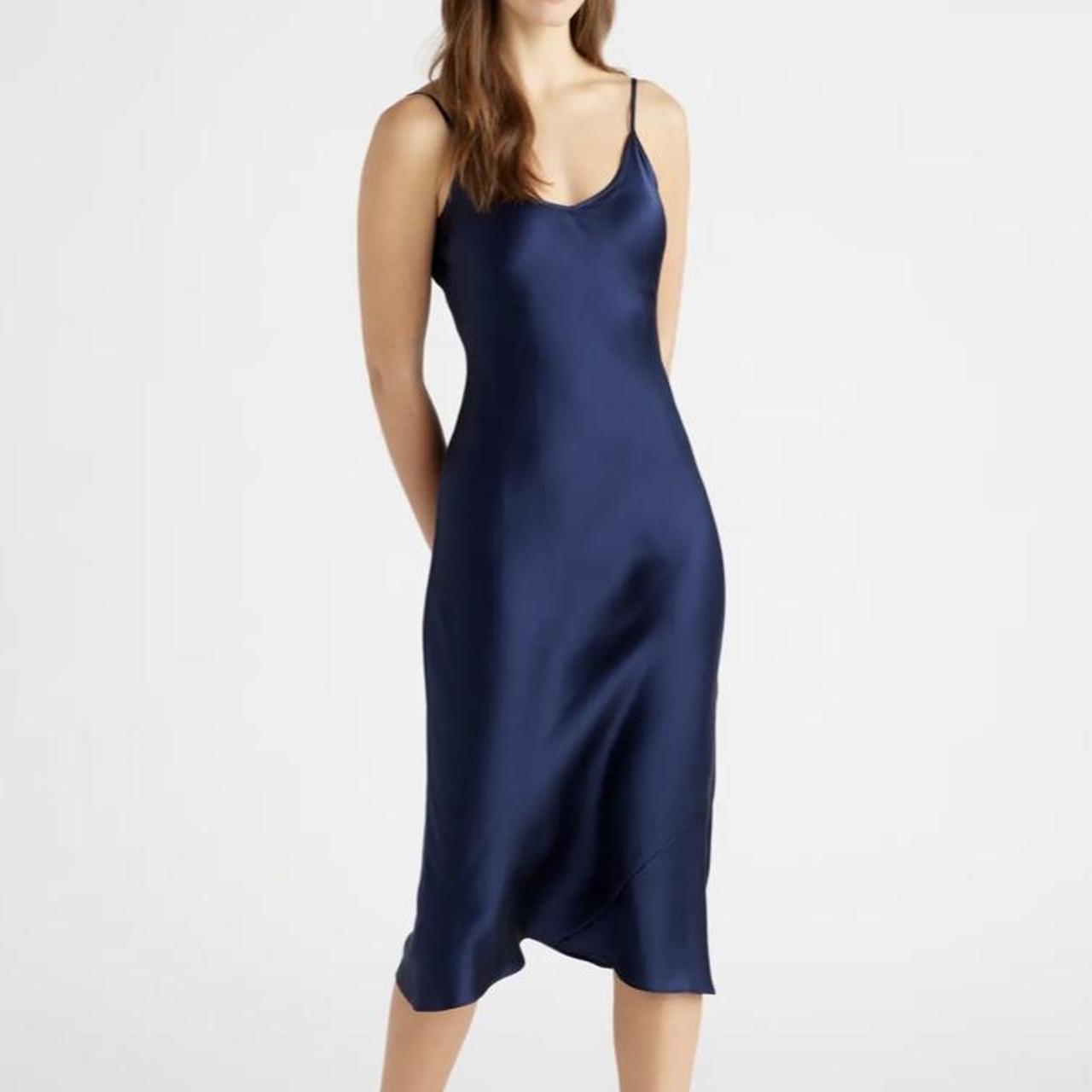 Quince navy blue midi slip dress 💙💙 size small so... Depop