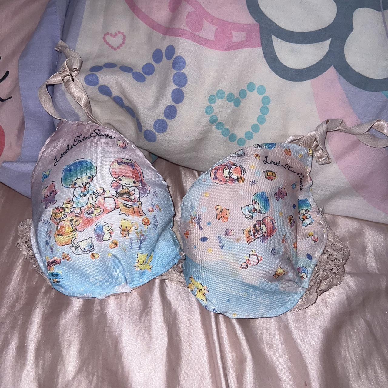 Little Twin Stars Bra Hand sewn Pastel pink,... - Depop