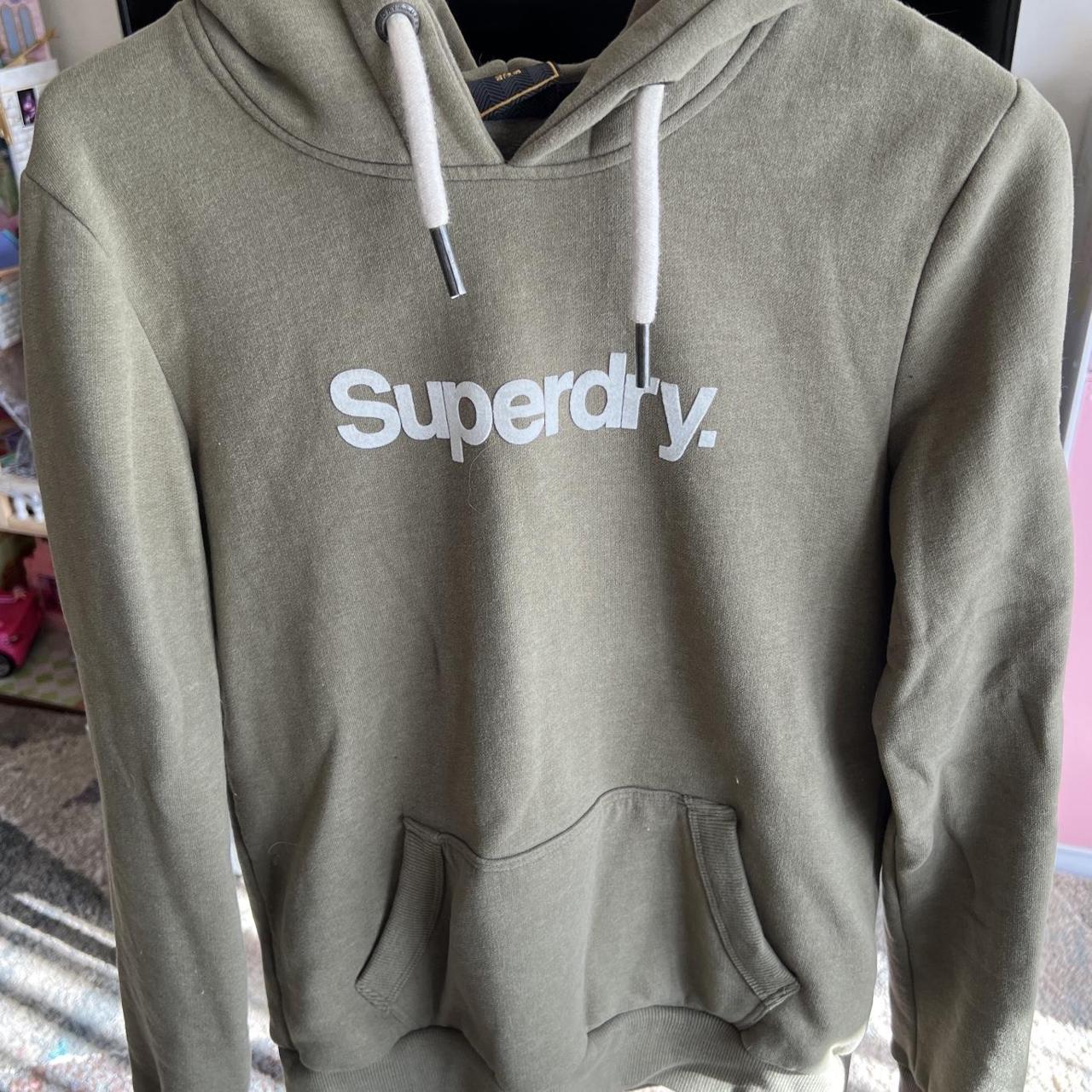 Superdry Women's Green and White Hoodie