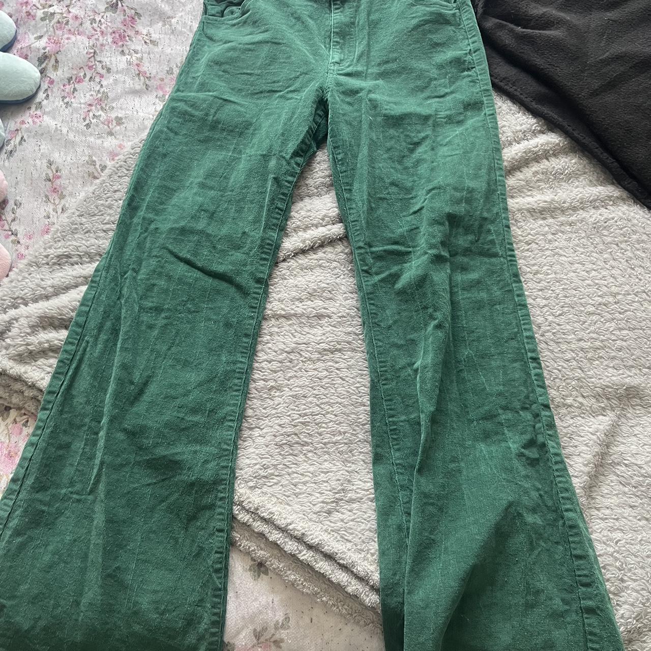 princess polly, green corduroy flare pants, size 12 - Depop