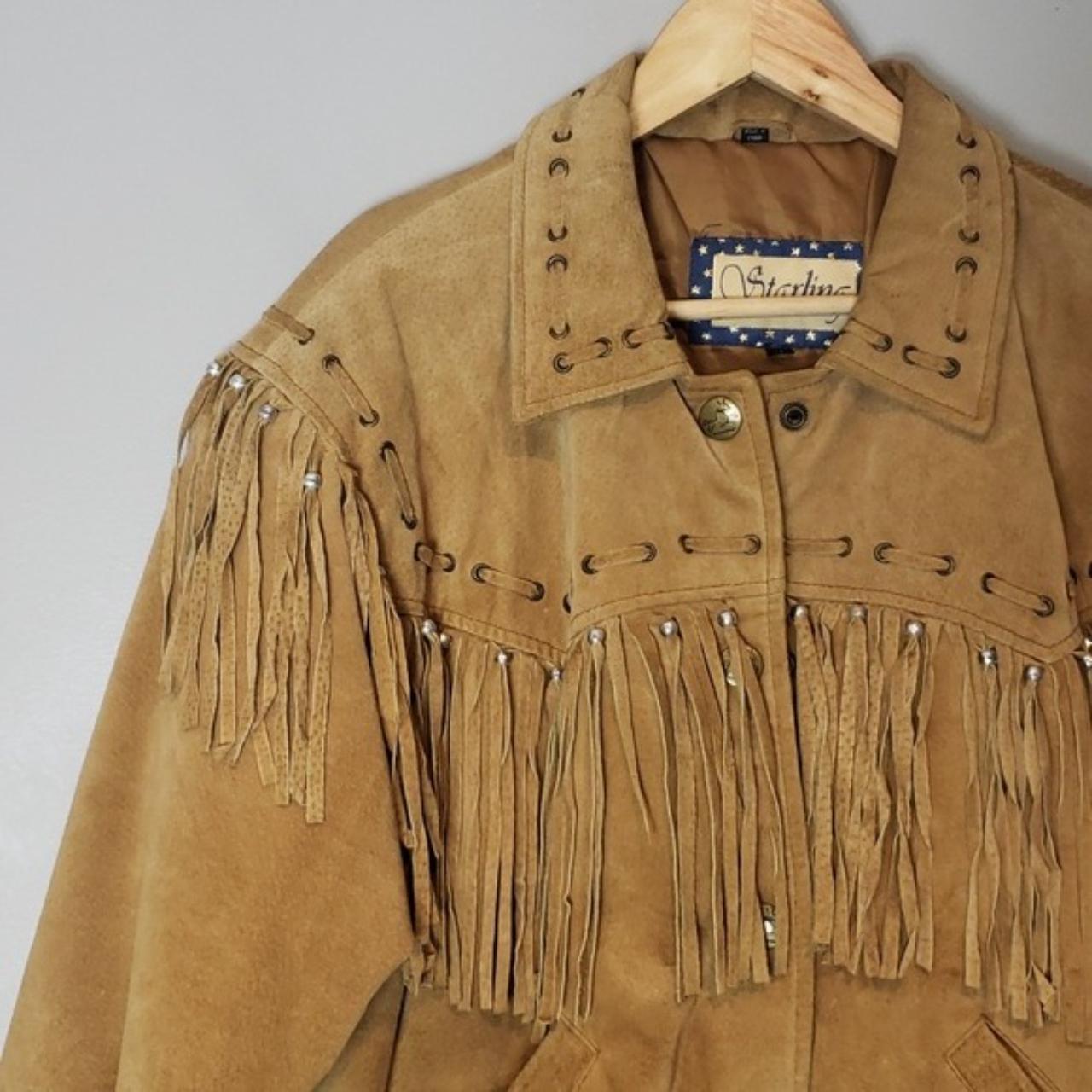 Western Leather Jacket Starling Vintage Fringe Brown... - Depop