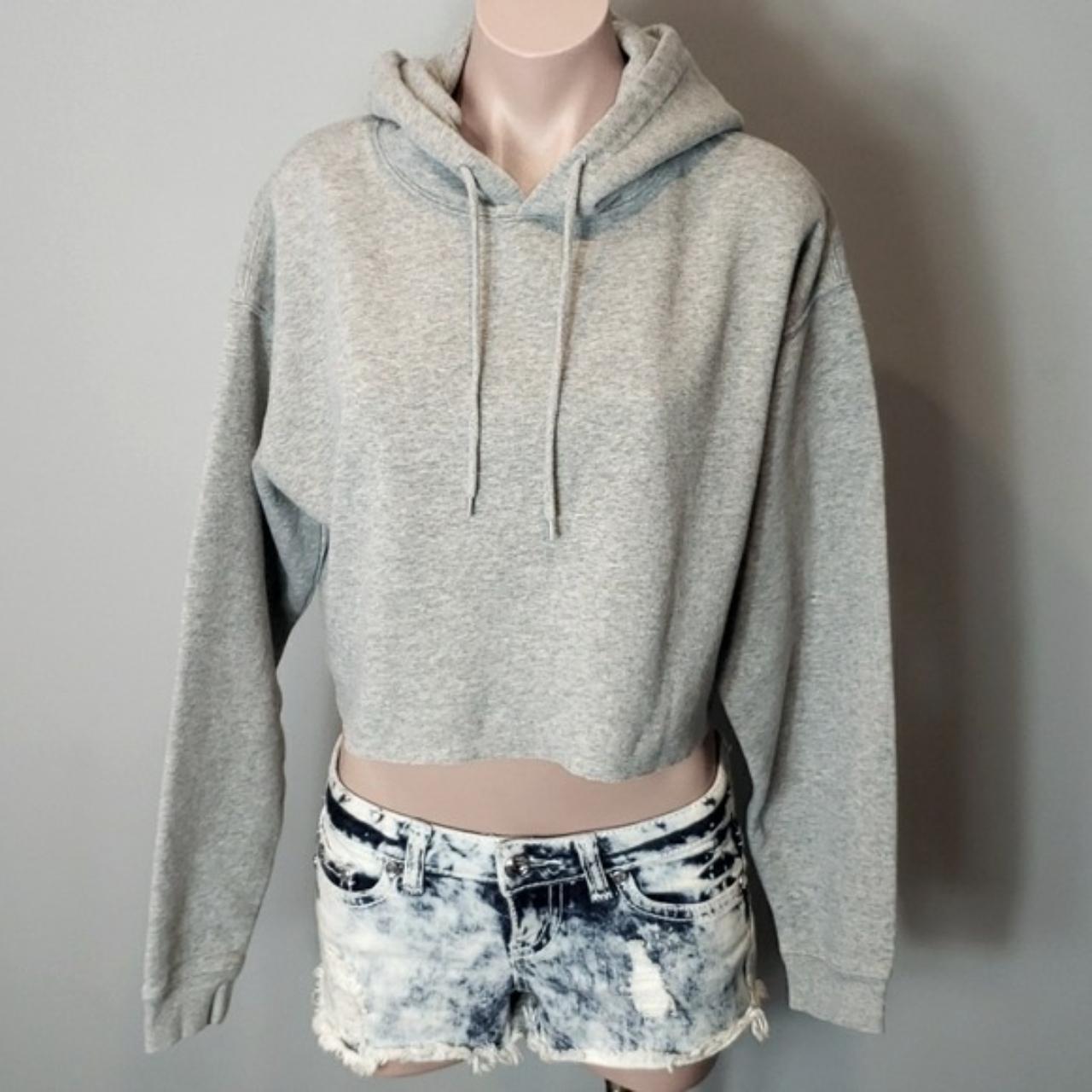 urban outfitters cropped hoodie Gray Sporty Top - Depop