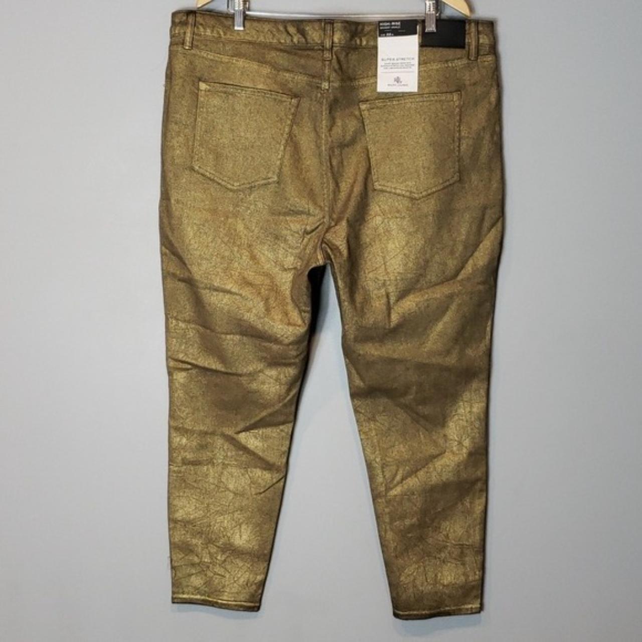 Lauren Ralph Lauren Gold Metallic High Rise Jeans Depop 7830