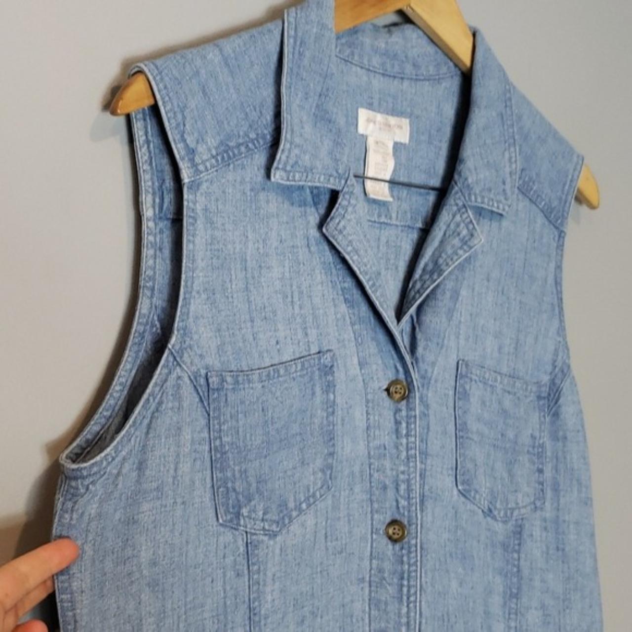 90s Vintage Linen Chambray Maxi Shirt Dress Womens... - Depop