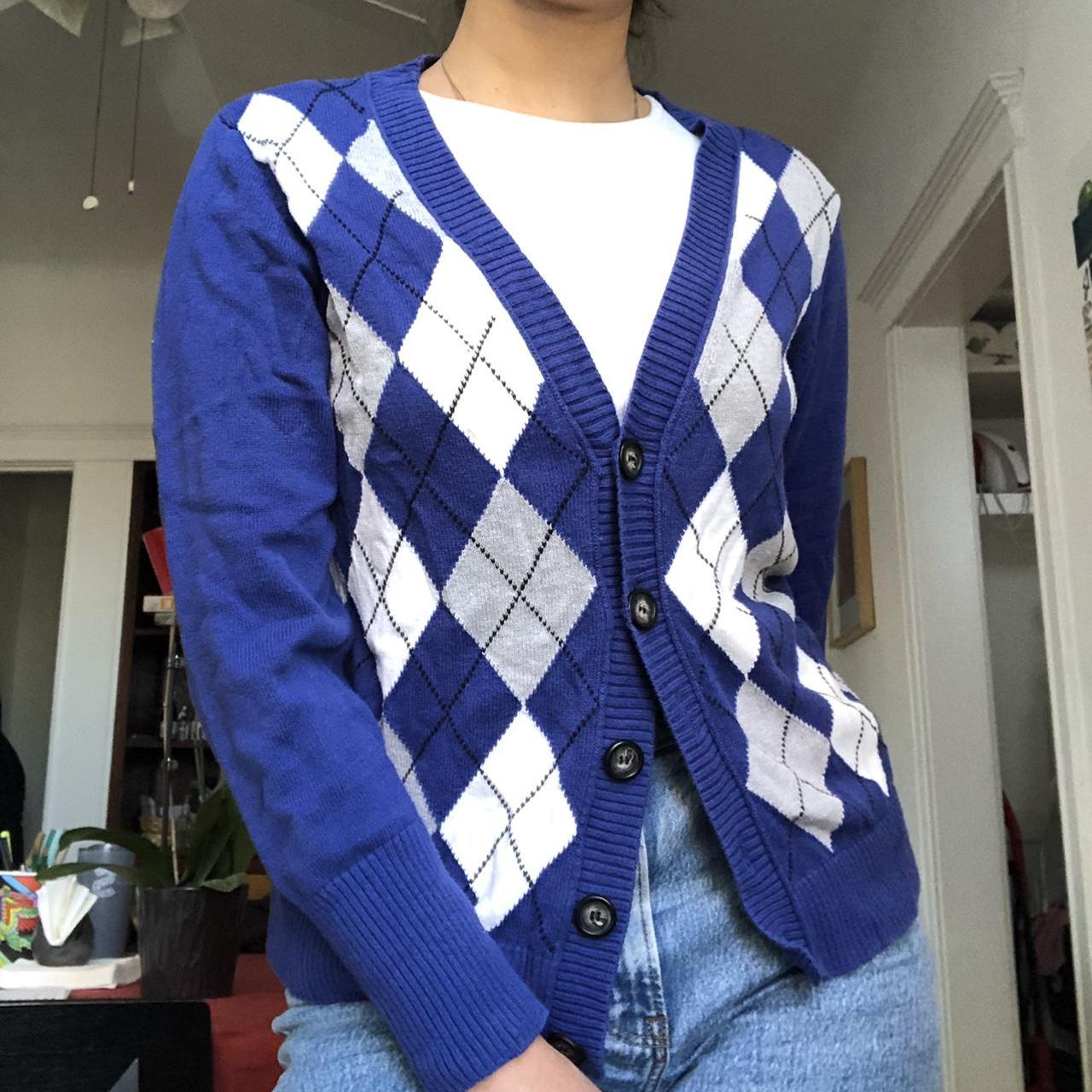 Vintage argyle online cardigan