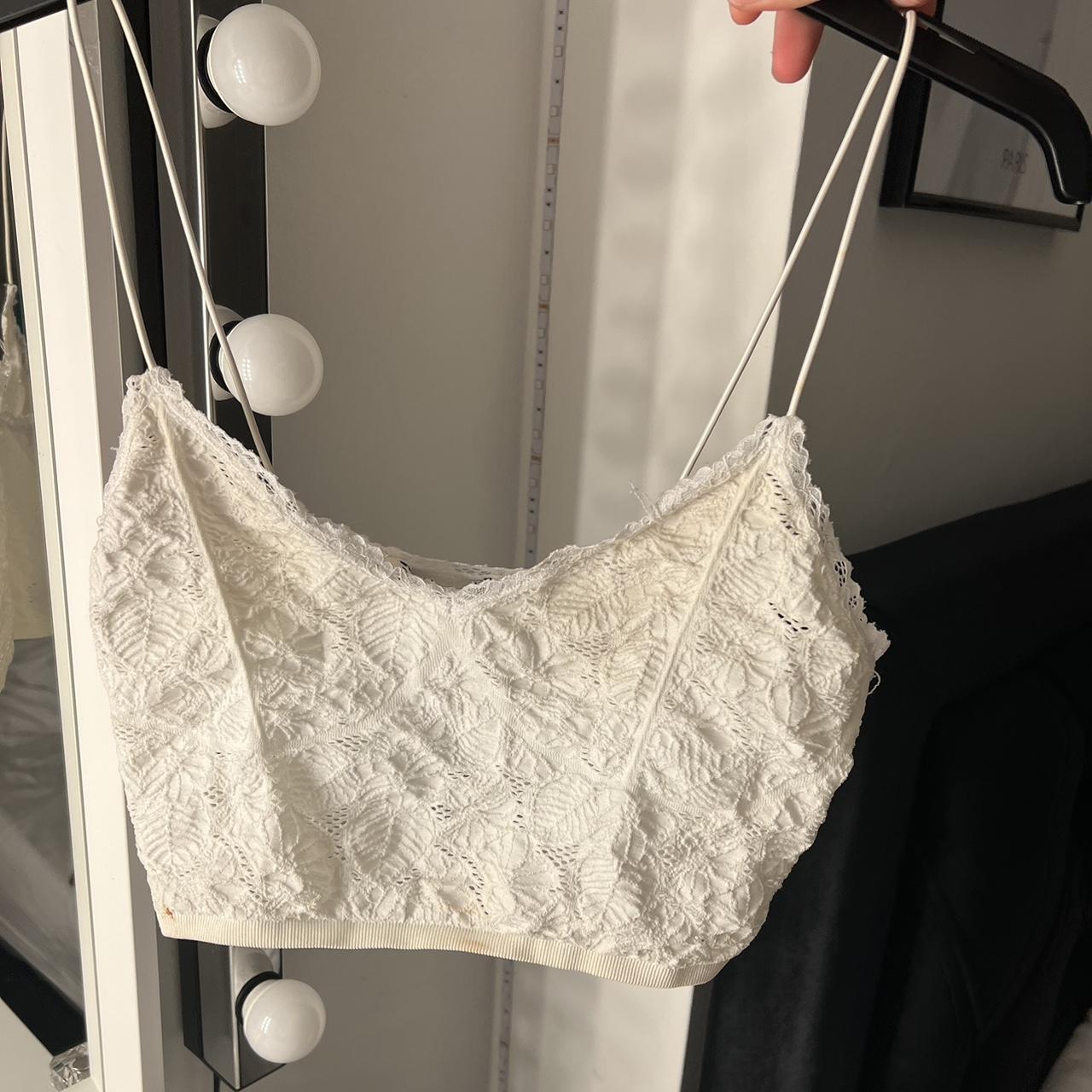 zara white floral cami crop top. size medium but... Depop