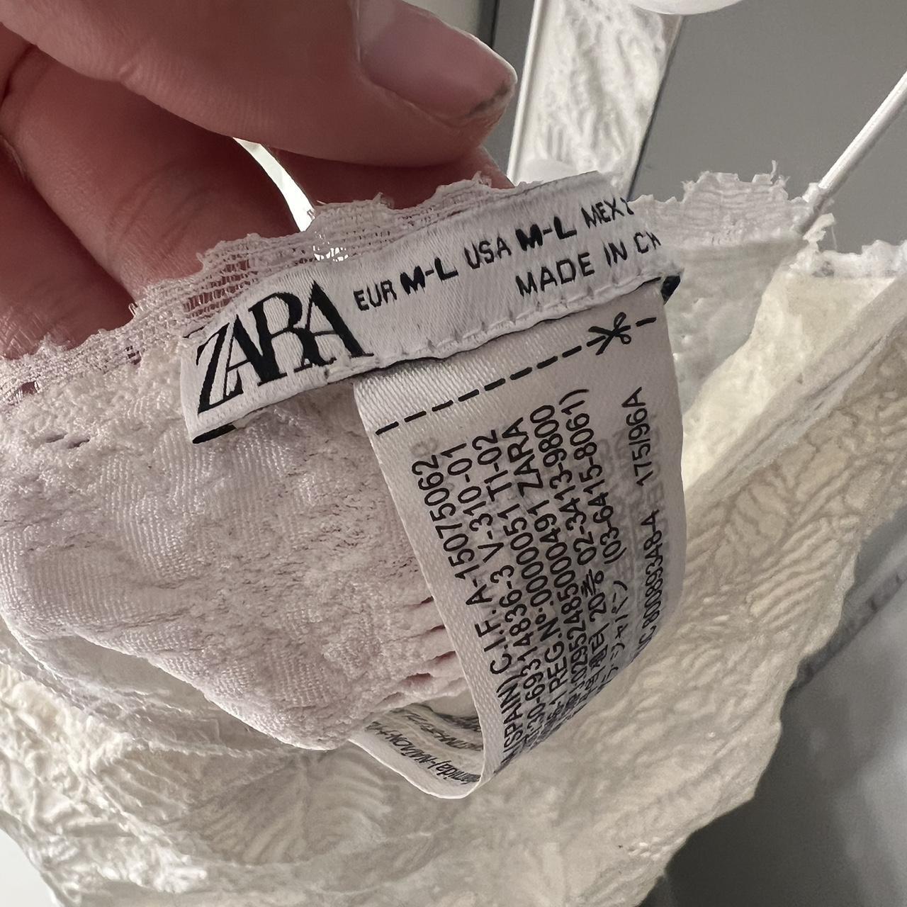 zara white floral cami crop top. size medium but... Depop