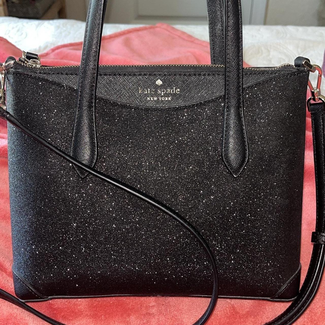 Black sparkly kate spade purse sale