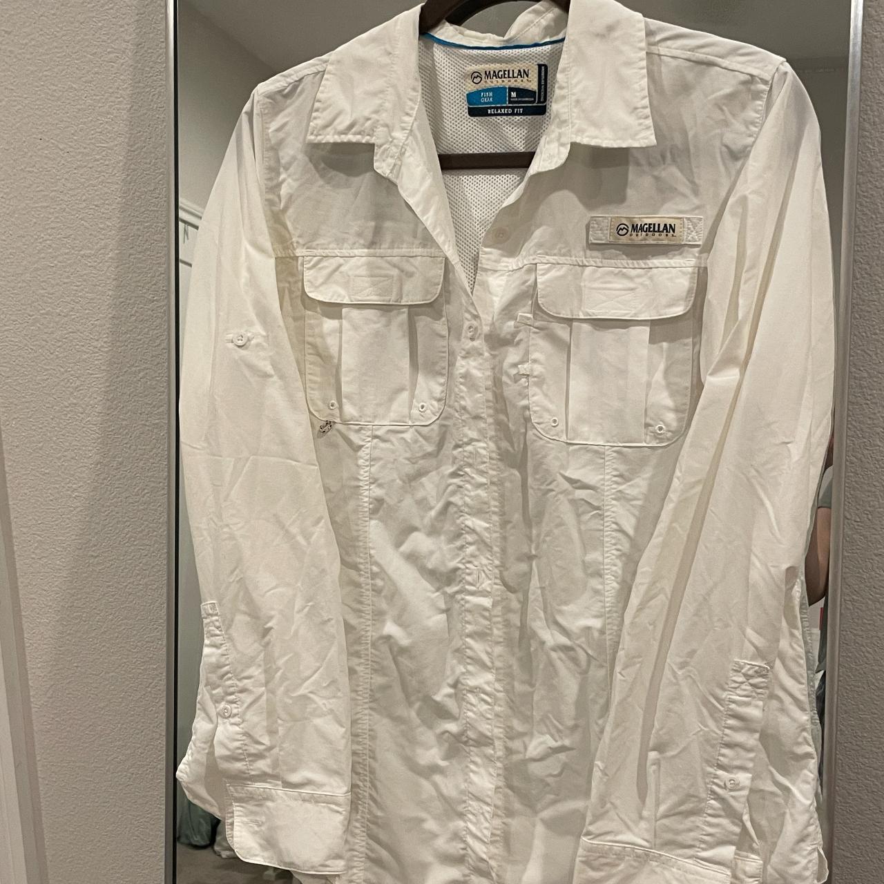 white fishing shirt magellan brand sleeves can be... Depop