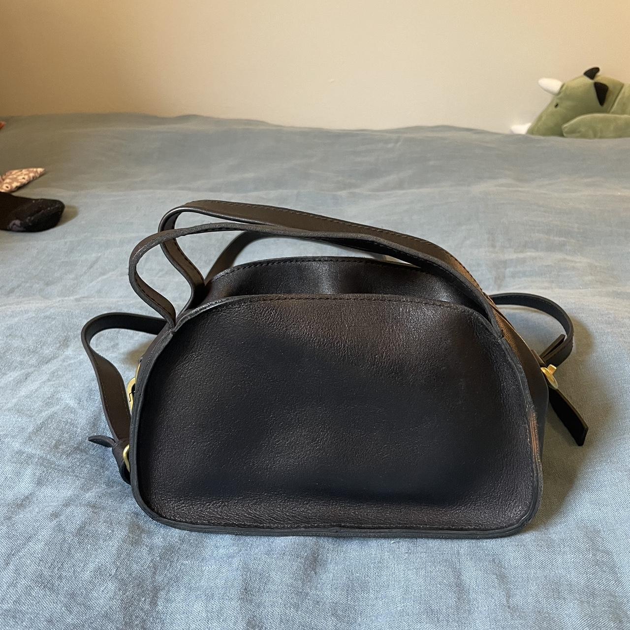 madewell crossbody purse! black leather with an... - Depop