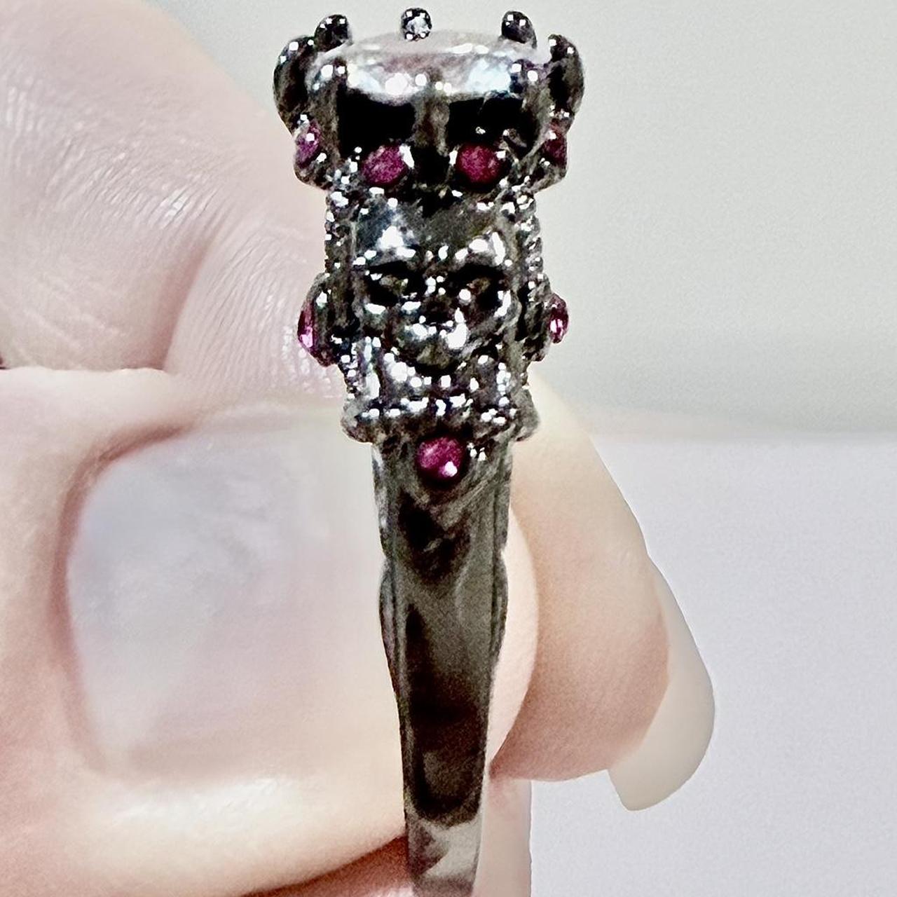 Women's Ring - Silver/Multi – Gothic Skull Ring 9… - image 3