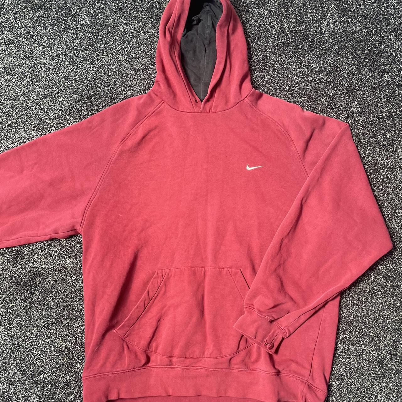 Red nike hoodie vintage nike hoodie fair condition... - Depop