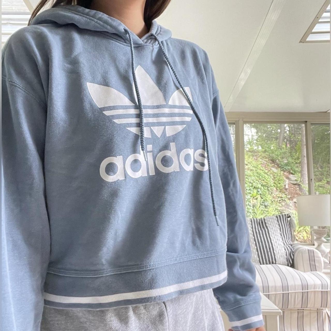 Adidas baby blue cropped hoodie size XS Good