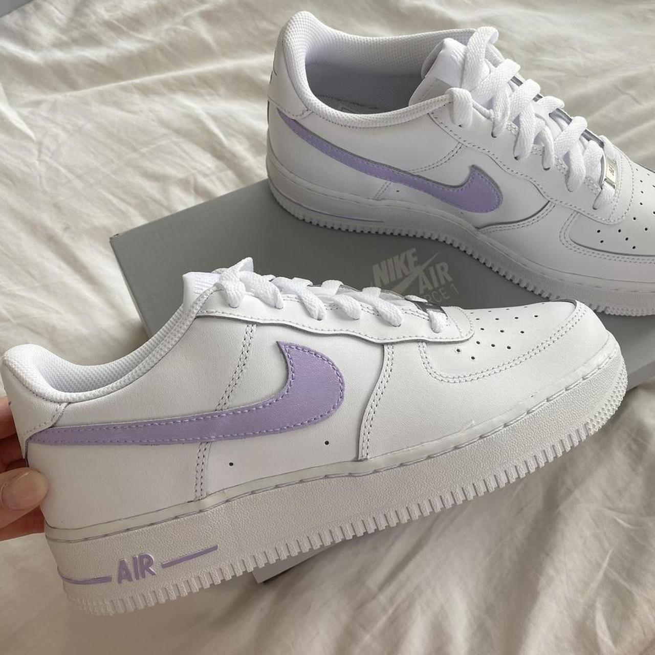 AF1. Nike Air Force 1, hand painted lilac tick and... - Depop