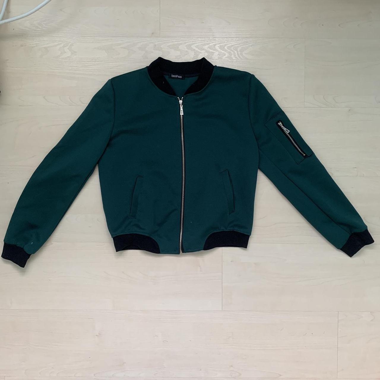 Boohoo Emerald Green Bomber Jacket in lightweight... Depop
